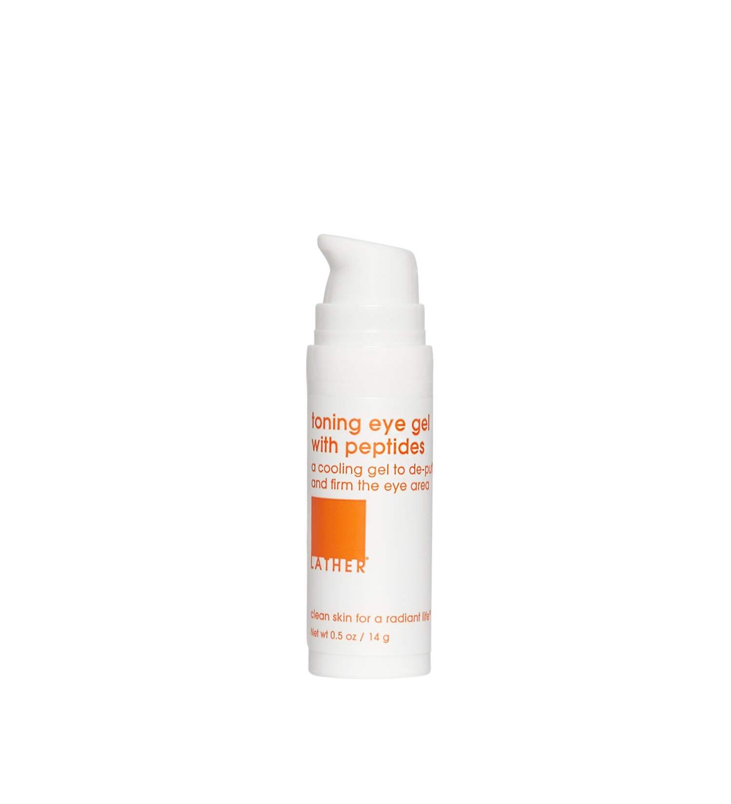LATHER Toning Eye Gel with Peptides | 0.5 Fl Oz | Treatment for Puffy Eyes, Under Eye Bags, Dark Circles & Crow's Feet | Eye Care Products for Skin Care & Self Care - Buy Online on SooperMarket.com