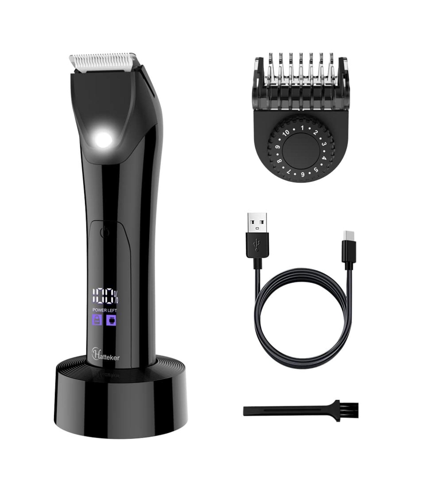 Hatteker Professional Electric Groin Hair Trimmer for Men - Waterproof Body Groomer with Ceramic Blades - Buy Online on SooperMarket.com