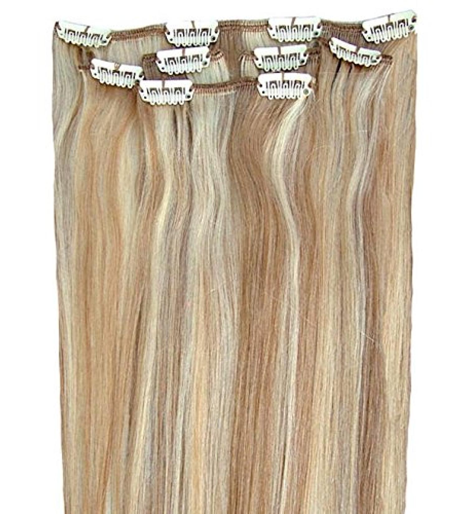 Forever Young Hair Extensions Real Human Hair Extensions Clip In Half Head 40g 18" Length Caramel & Light Blonde Mix #18/22