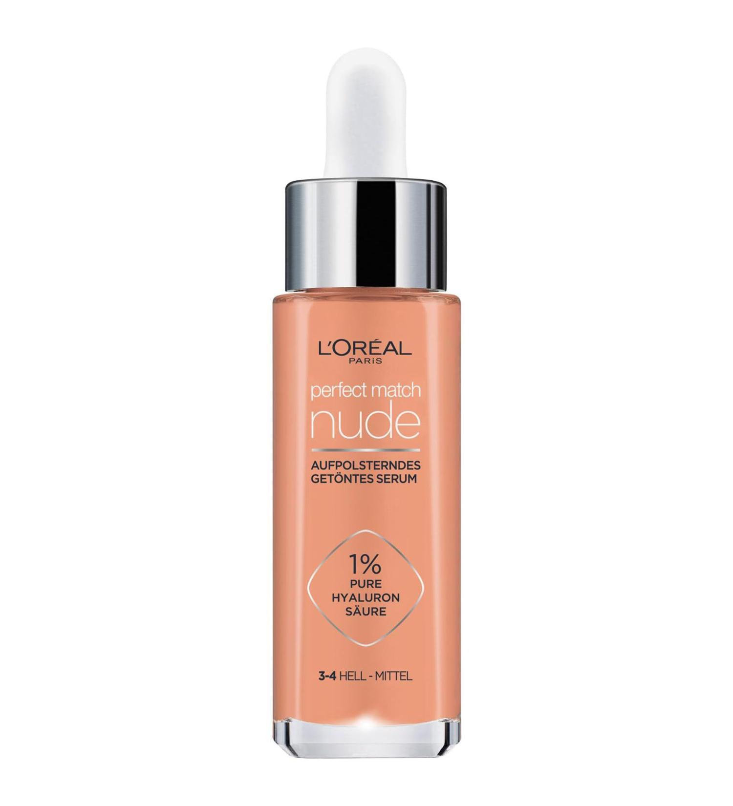 L'Or al Paris Tinted Serum - Nourishing Liquid Foundation with Hyaluronic Acid Perfect Match No. 3-4 (Light Medium) - 30ml | International Shipping - Buy Online on SooperMarket.com