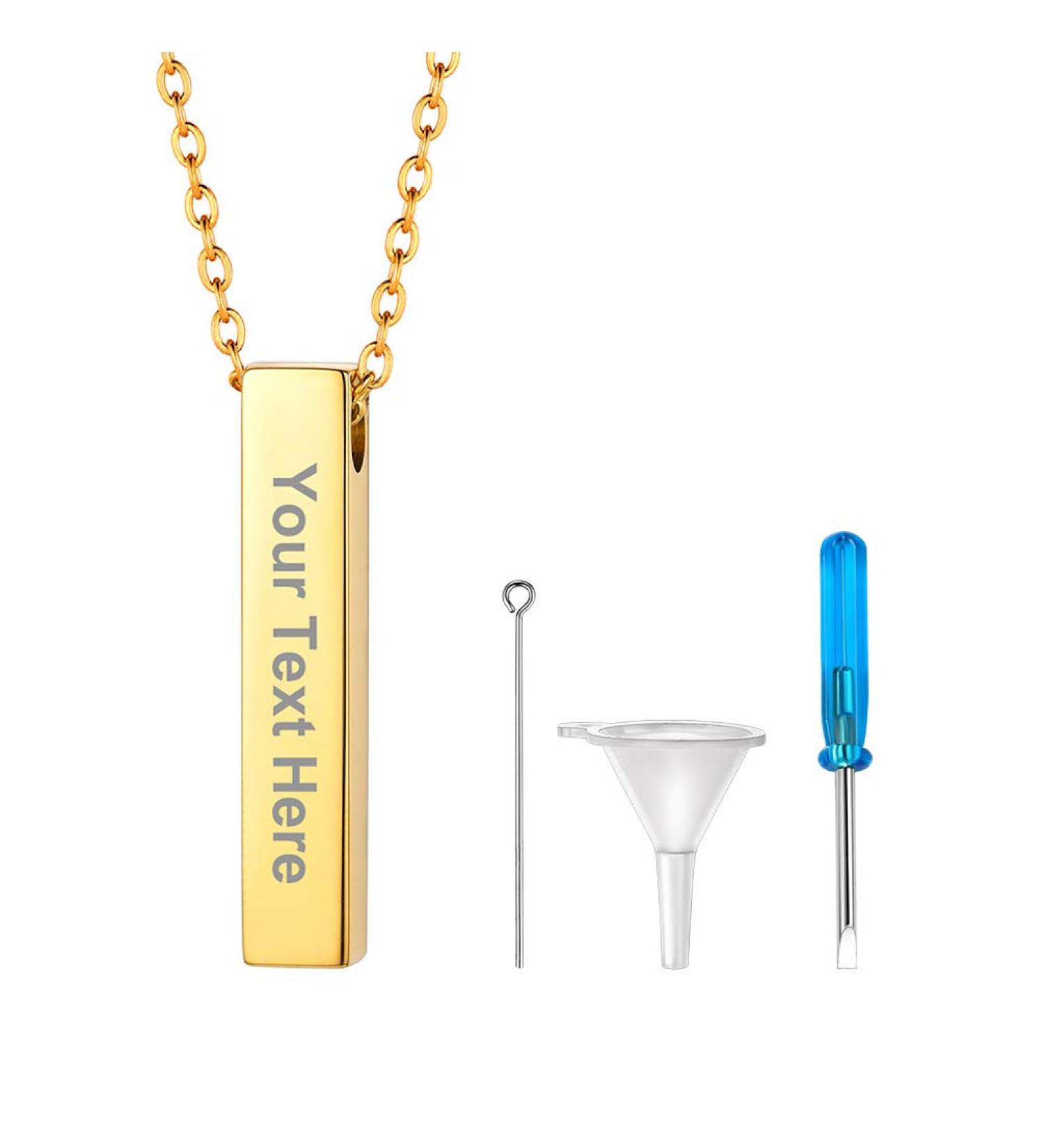 Personalized Prosteel Urn Chain Necklace - Memorial Ash Pendant with 18K Gilded Cross & Life Tree - 55cm/50cm Stainless Steel Jewelry - Buy Online on SooperMarket.com