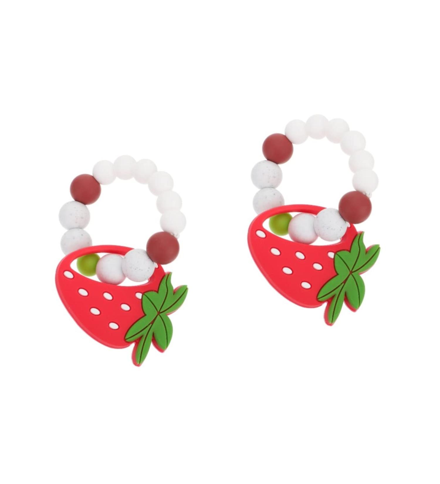 KESYOO 2 Pcs Baby Silicone Slap Bracelet Set - Baby Cartoon Toy Molar Bracelet - Strawberry & Fruit Molar Toy - Chewable & Colorful - Redx2pcs - Buy Online on SooperMarket.com