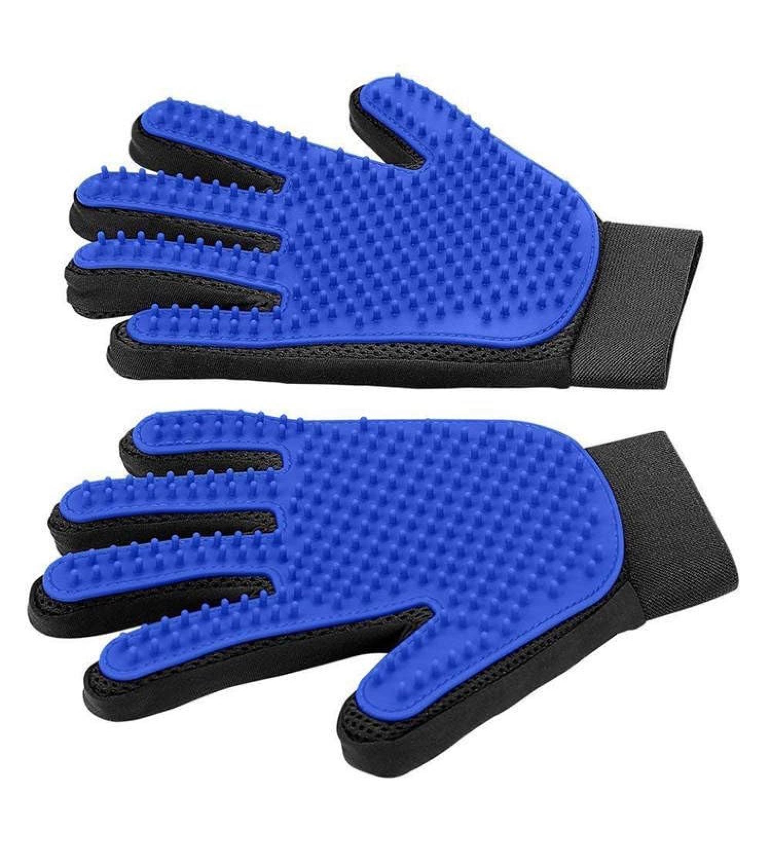 Boumour Fur Care Grooming Glove Set - Animal Hair Remover Brush for Dogs & Cats | Blue 2 Gloves Pet Fur Care - Buy Online on SooperMarket.com