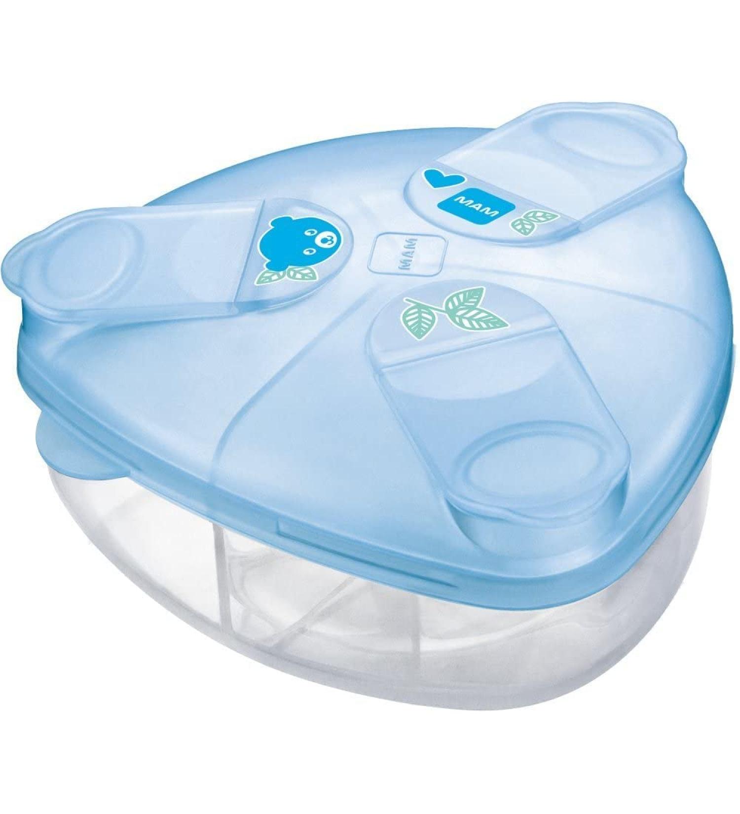 MAM Milk Formula Dispenser - 40g Per Serving, Three Servings Storage, Blue Baby Milk Powder Box - Buy Online on SooperMarket.com