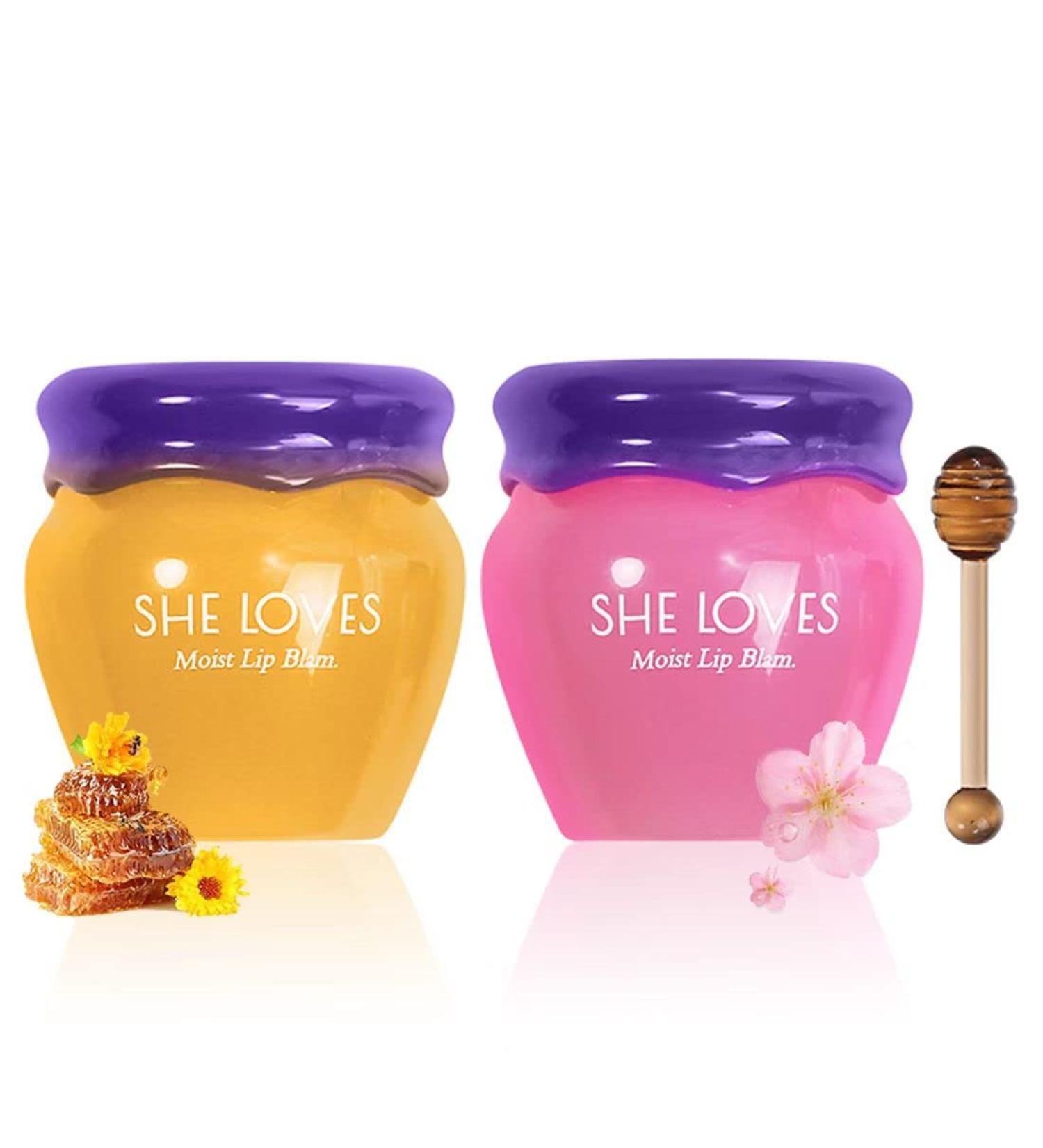 2PCS Honey & Sakura Overnight Lip Mask | Hydrating & Repairing Lip Balm | Exfoliating Lip Scrubs - Buy Online on SooperMarket.com