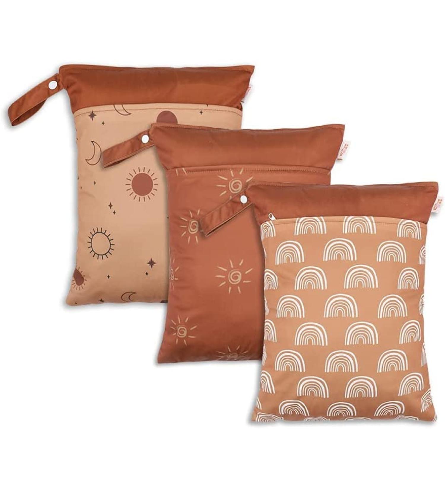 Muslong 3-Piece Reusable Diaper Wet Bag Set | Ideal for Cloth Diapers On-the-Go Accessories & Dirty Clothes (Sun) - Eco-Friendly & Travel-Friendly Solution - Buy Online on SooperMarket.com