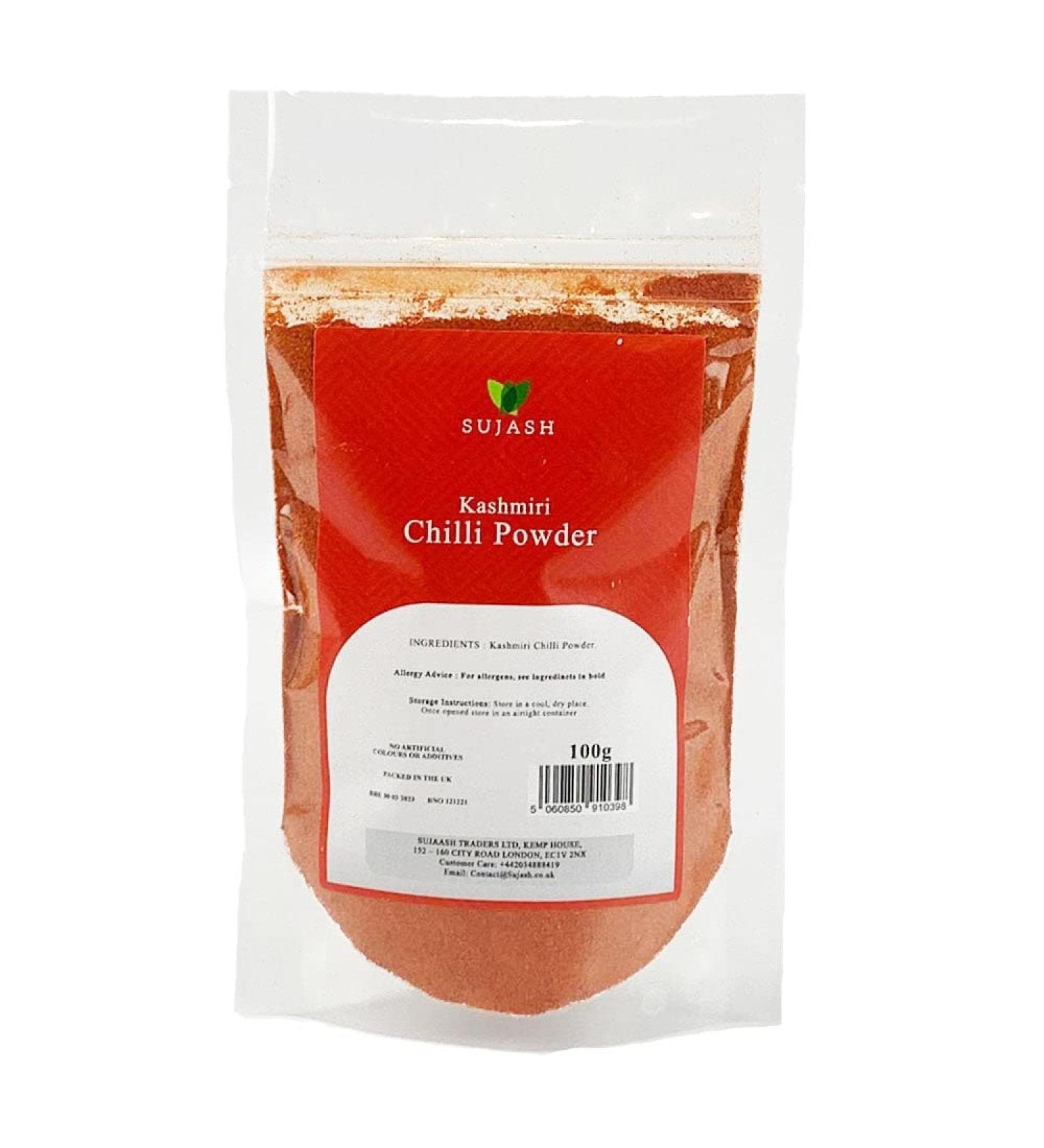 SUJASH Kashmiri Chilli Powder 100g | Resealable Zip Lock Bag
