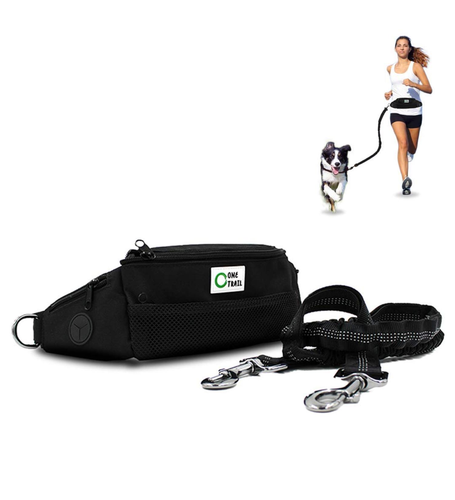 One Trail Hands Free Dog Lead | Durable Bungee Leash With No-Bounce Pack (Large Dog Black) Large Dog Black - Buy Online on SooperMarket.com