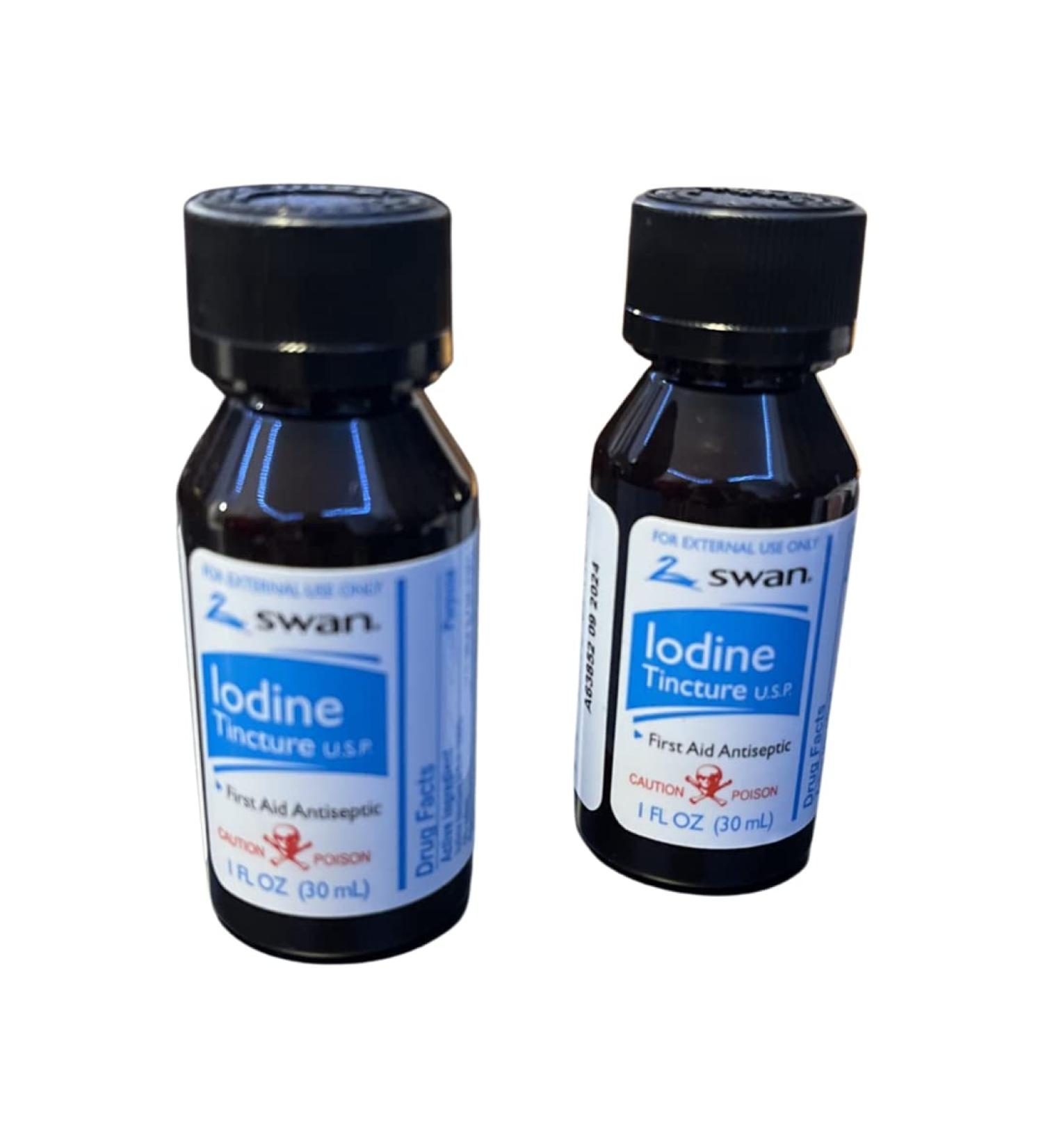 Swan Iodine Tincture 2% USP 1oz 1/2/4/6 Pack - First Aid Antiseptic - Buy Online on SooperMarket.com