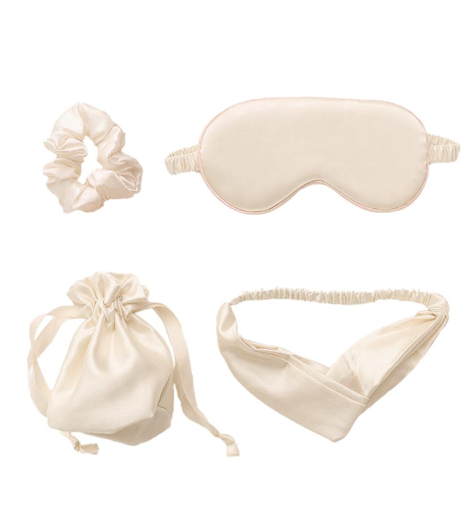 Buy Breathable Silk Eye Shade with Scrunchy Band & Lightweight Carry Bag - Ideal for Travel | International Shipping Available - Buy Online on SooperMarket.com