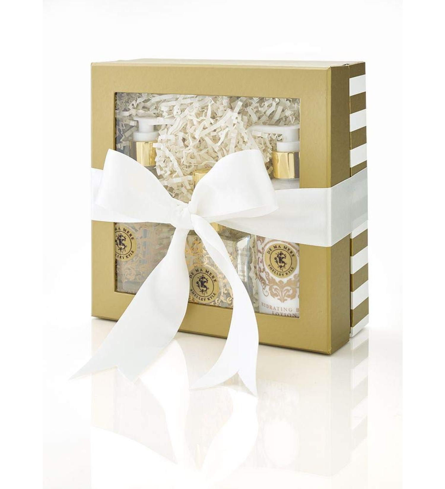 Shelley Kyle De Ma Mere Complete Gift Set Includes Hydrating Body Lotion Foaming Bath Gel And Perfume Packaged in Beautiful Cream and Gold Gift Box with Ribbon - Buy Online on SooperMarket.com
