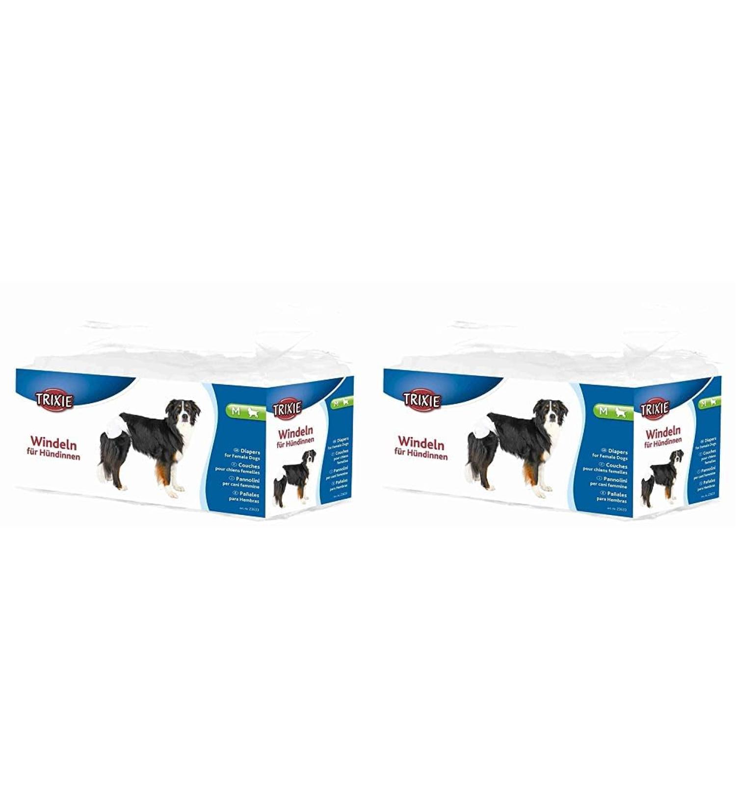 Trixie 23633 Diapers for Bitches - M (32-48 cm) - 12 Pcs Pack of 2 - White - International Shipping Available - Buy Online on SooperMarket.com