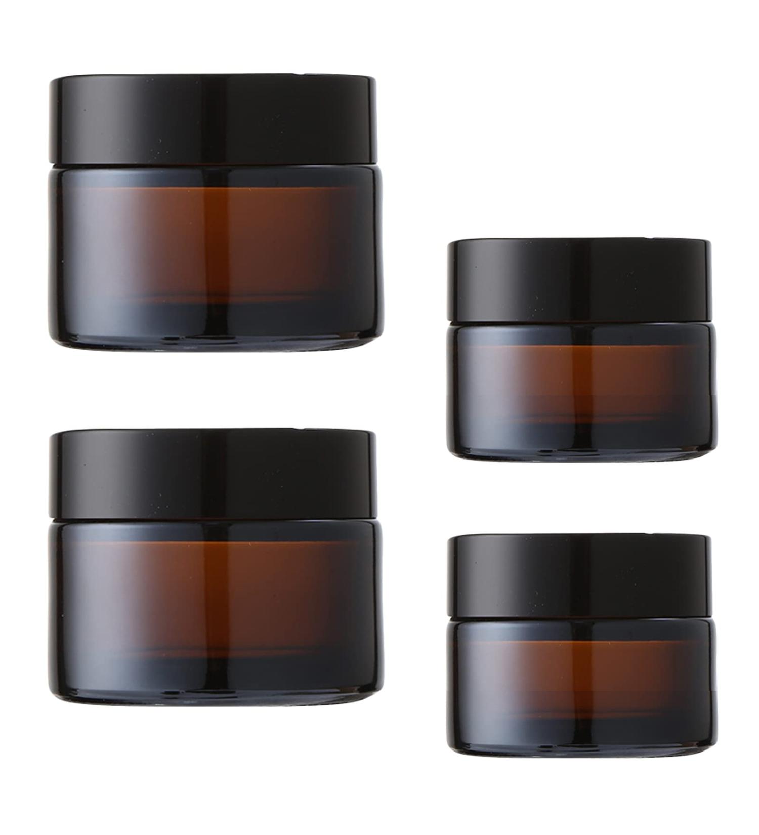 Tuakimce 4-Piece Amber Glass Cream Can Set - 20ml & 30ml Containers for Lotion Cream & Cosmetics with Lids - Fillable & Reusable for International Shipping - Buy Online on SooperMarket.com