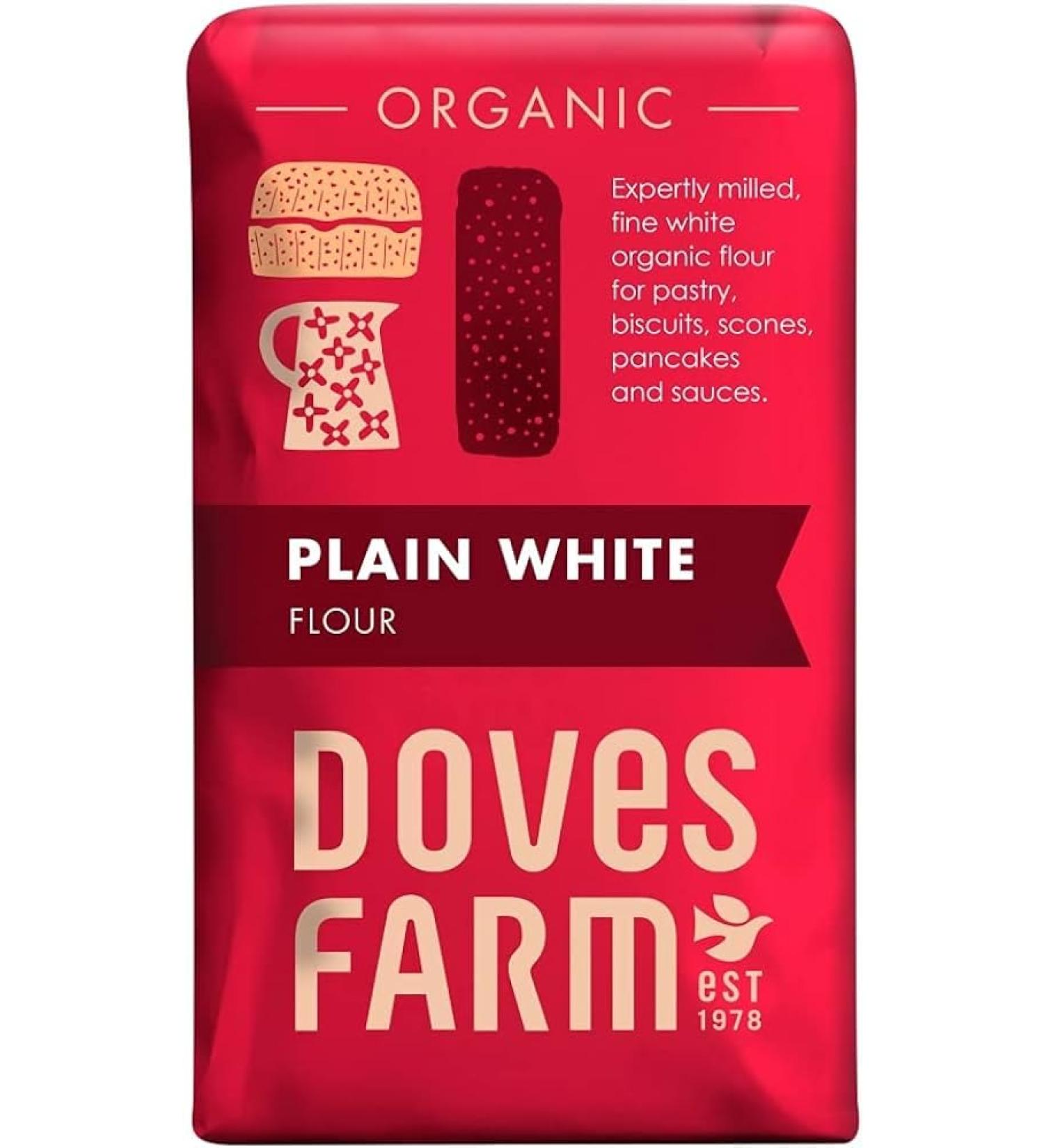 Doves Farm Organic Plain White Flour 1kg - Premium Quality Unbleached Ideal for Baking and Cooking
