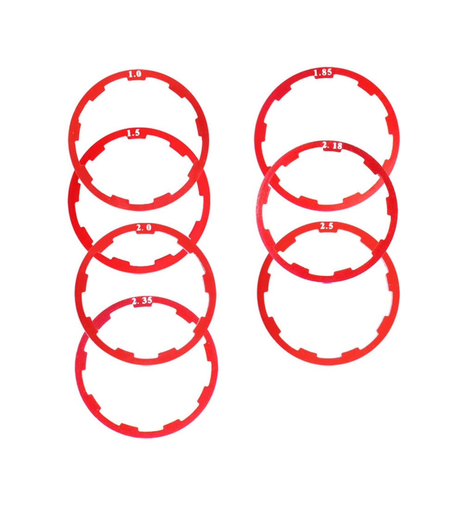 Yuauy Bicycle Flywheel Washer Spacer Cassette Headset Gasket Hub Bottom Bracket Bike Cycling Flywheel Axle for MTB Road Bike 1mm 1.5mm 1.85mm 2mm 2.18mm 2.35mm 2.5mm (7 pcs) Red