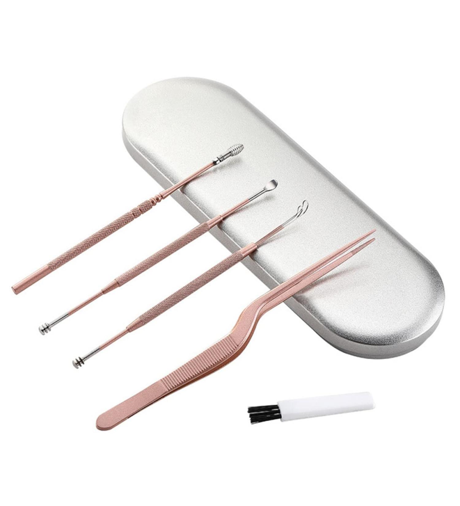 Healeved Ear Wax Removal Kit - 5 Pcs Earwax Remover Set in Rose Gold 14x1cm - Buy Online on SooperMarket.com