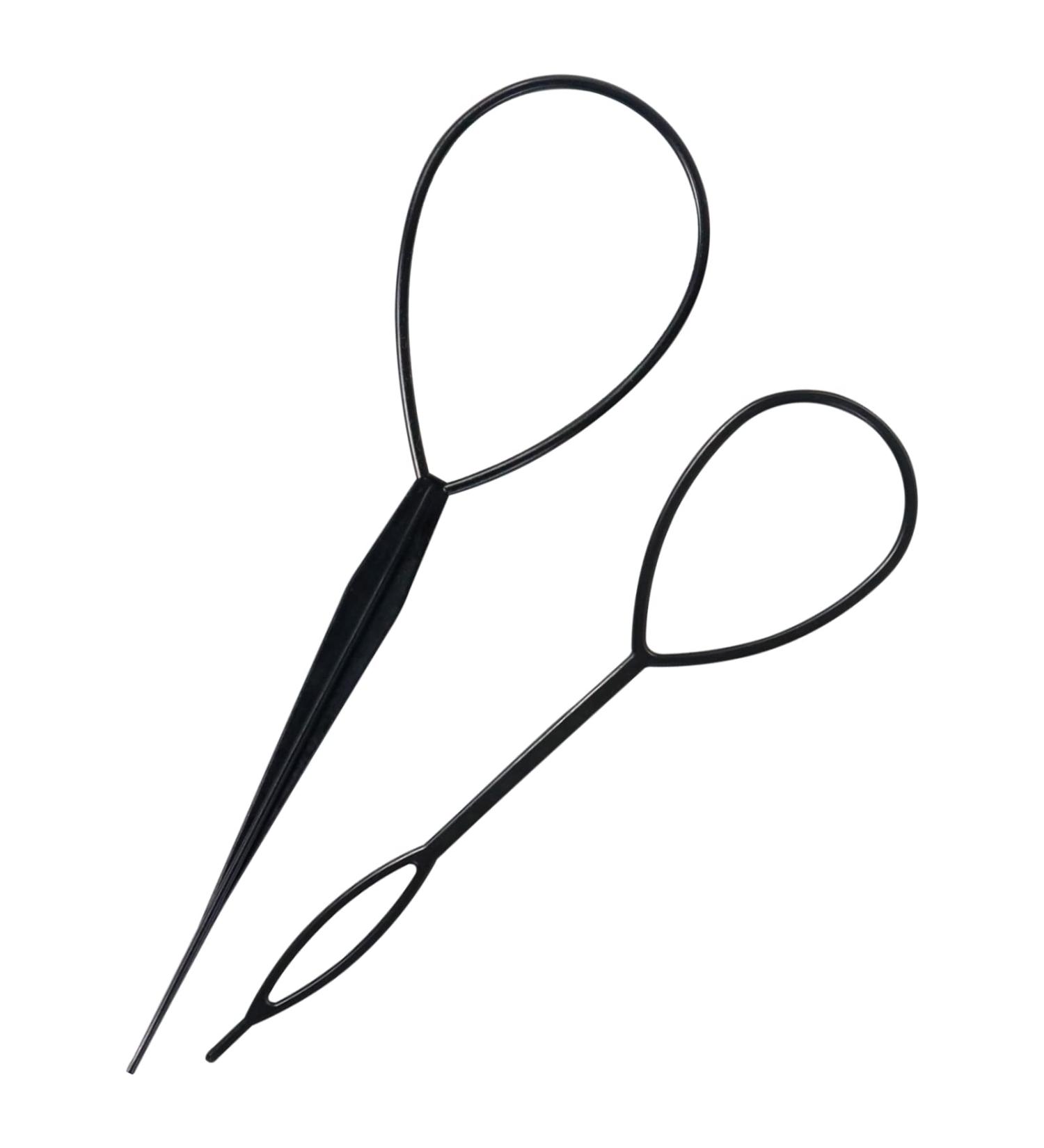 Sularpek Tail Hair Tool 2 pcs Durable Hair Looping Tool Tail French Braid Loop Tool Fashion Hair Braiding Tool for Making Women and Girls Hair Style (Black) - Buy Online on SooperMarket.com