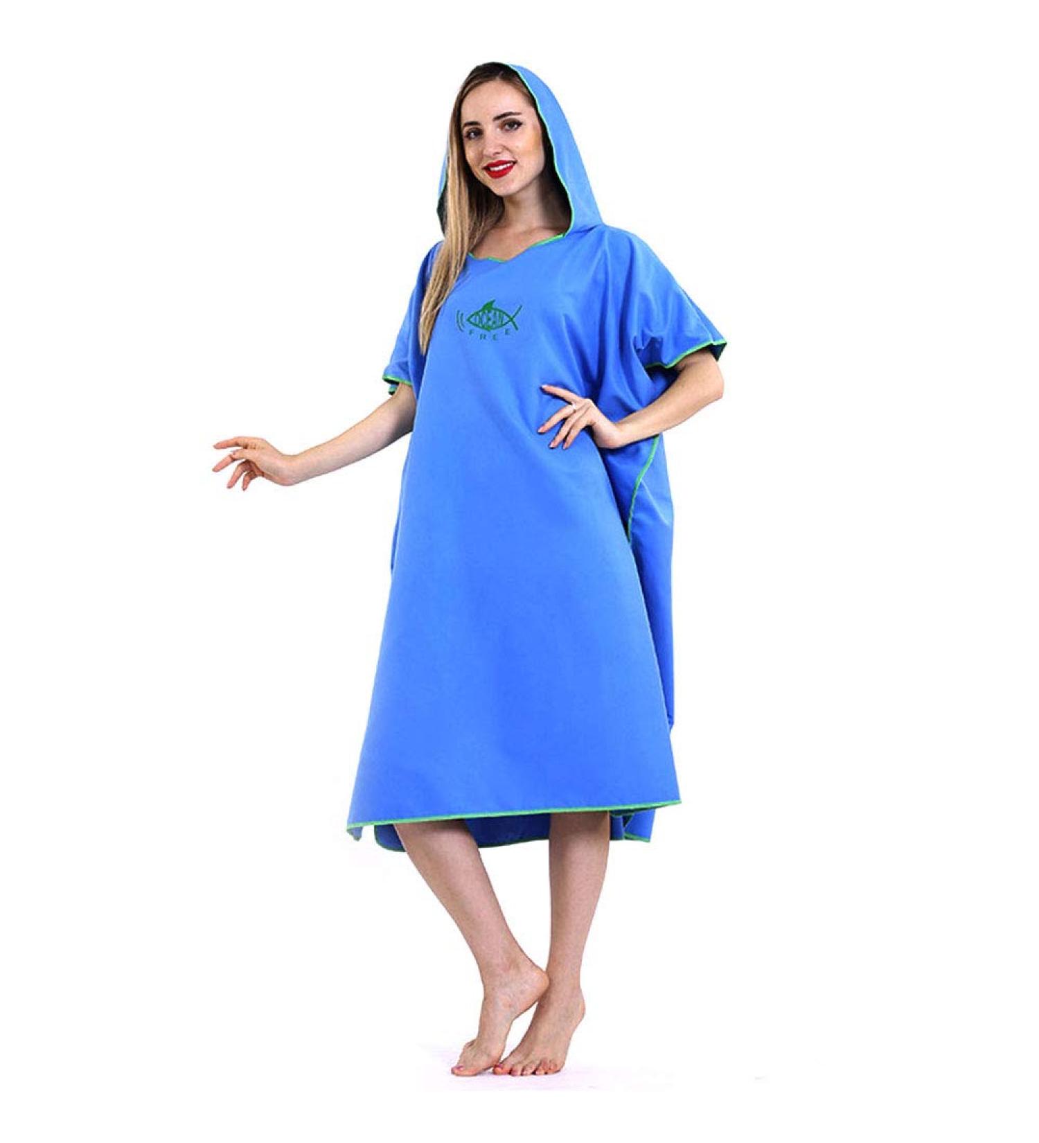 Ultra-Echo Surf Poncho Towel - Quick-Dry Bathrobe for Men & Women | Dark Blue Beach Reversible Microfiber 90x110cm - Buy Online on SooperMarket.com