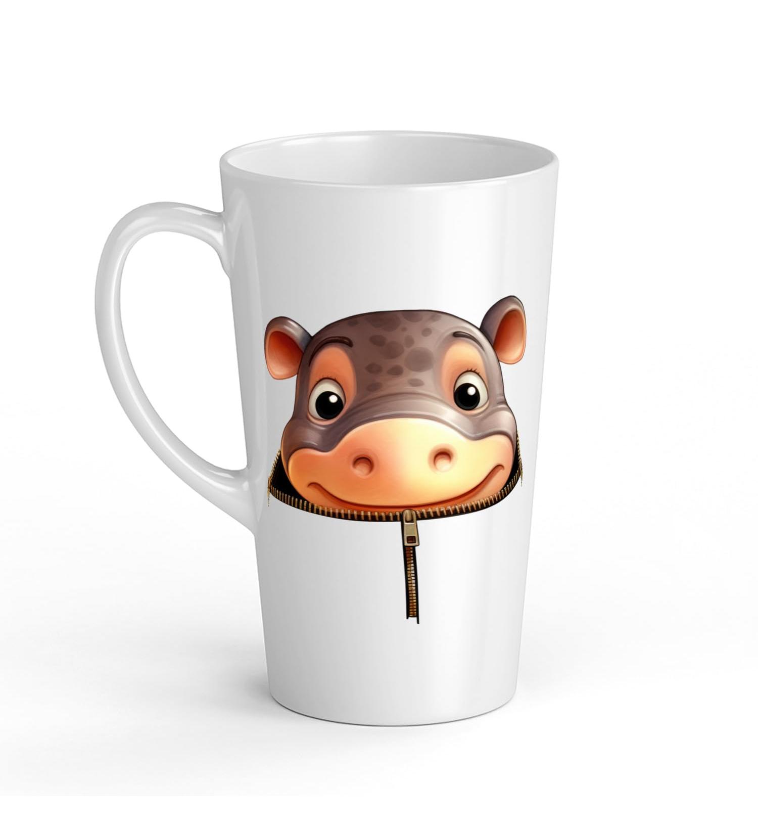 White Ceramic Baby Hippopotamus Mug - Large 483 ml Perfect for Hot Chocolate or Milk Fun and Easy to Use