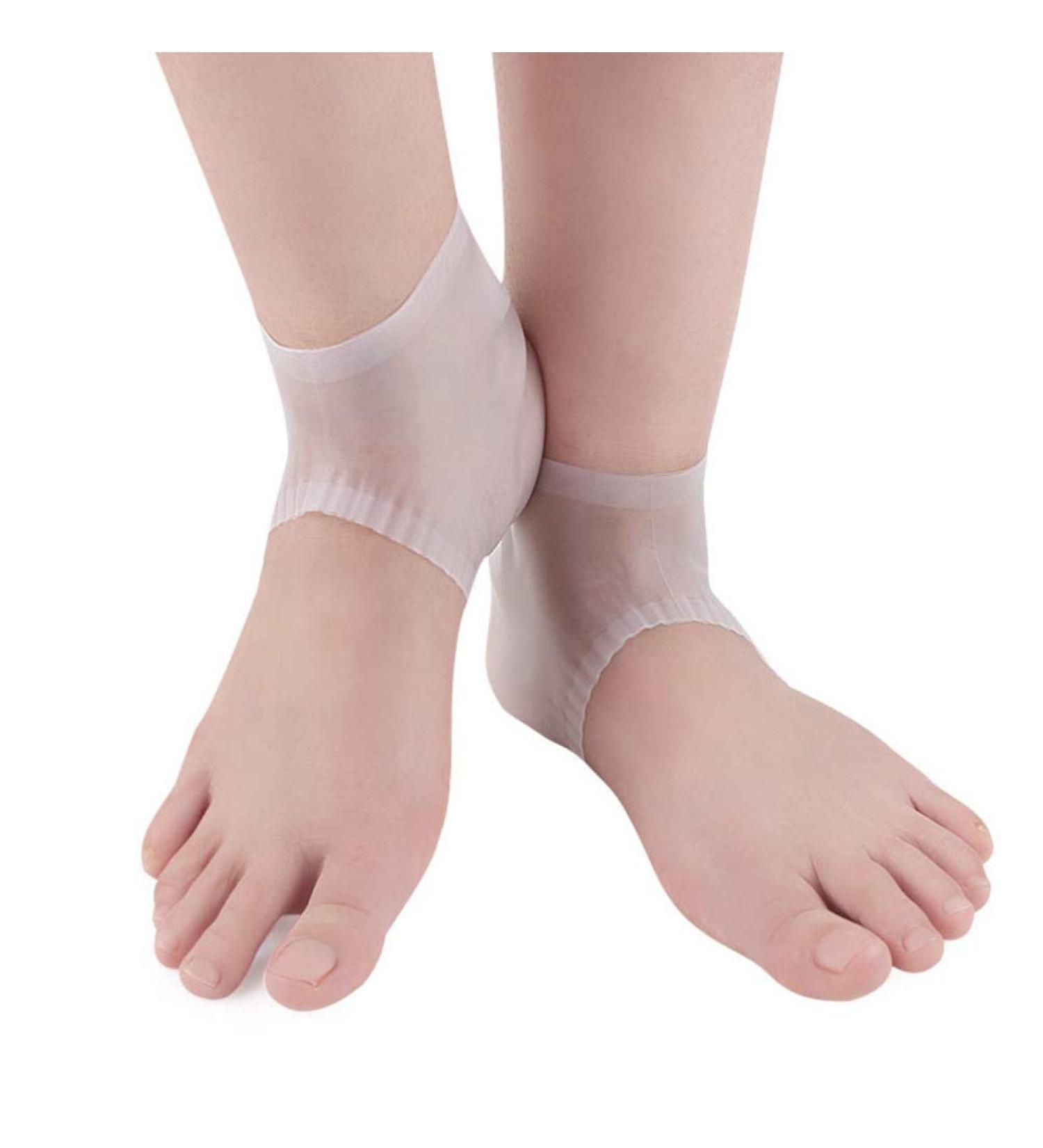 Milists Silicone Heel Protectors - Open Toe Slide-Resistant Socks for Cracked Heel Repair - Unisex Gel Sleeve - White - Buy Online on SooperMarket.com