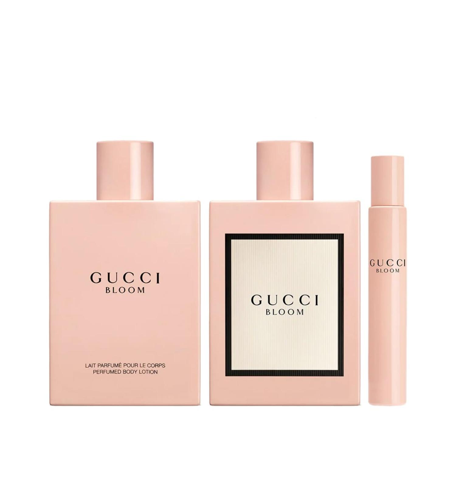 Gucci Bloom 3- Piece Travel Set for Women (3.3 Oz Eau De Parfum Spray + 0.33 Oz Eau De Parfum Spray + 3.3 Oz Body Lotion) 2.31 Fl Oz (Pack of 3)
