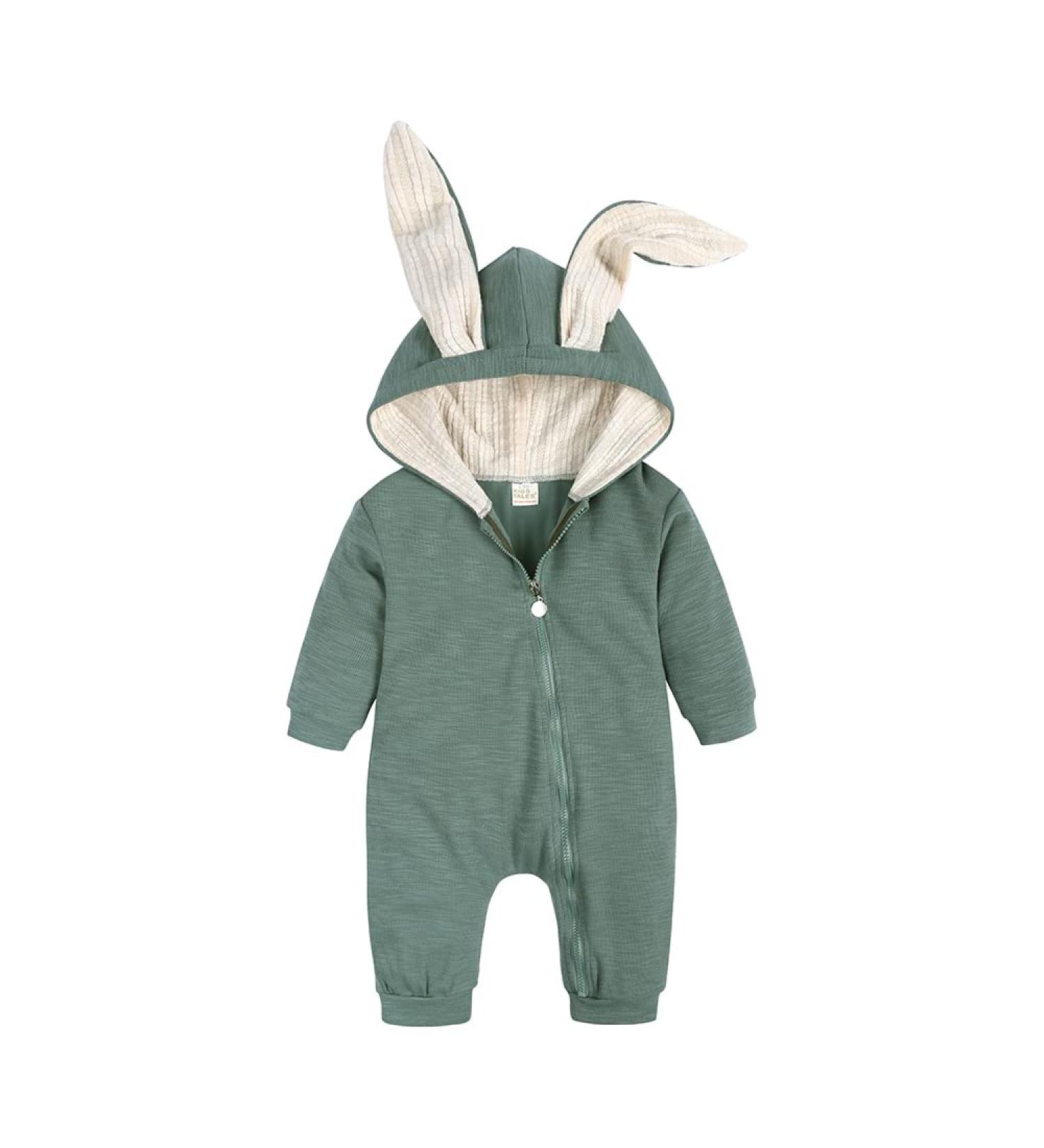 Winter Warm Rabbit Ear Hooded Romper for Newborn Baby 9-12 Months - Color 03 - Buy Online on SooperMarket.com