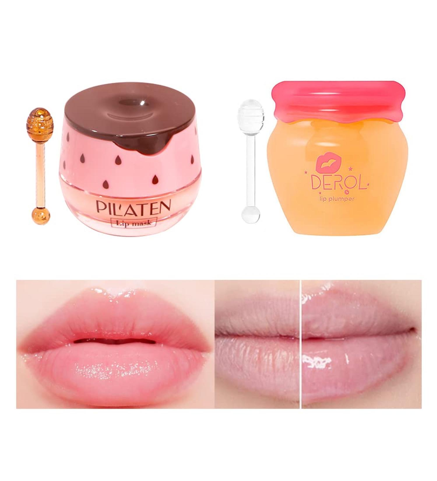 Shop Lip Plumper Set: Hydrating Lip Mask Gloss and Exfoliator - Strawberry & Ginger for Soft Luscious Lips - Buy Online on SooperMarket.com