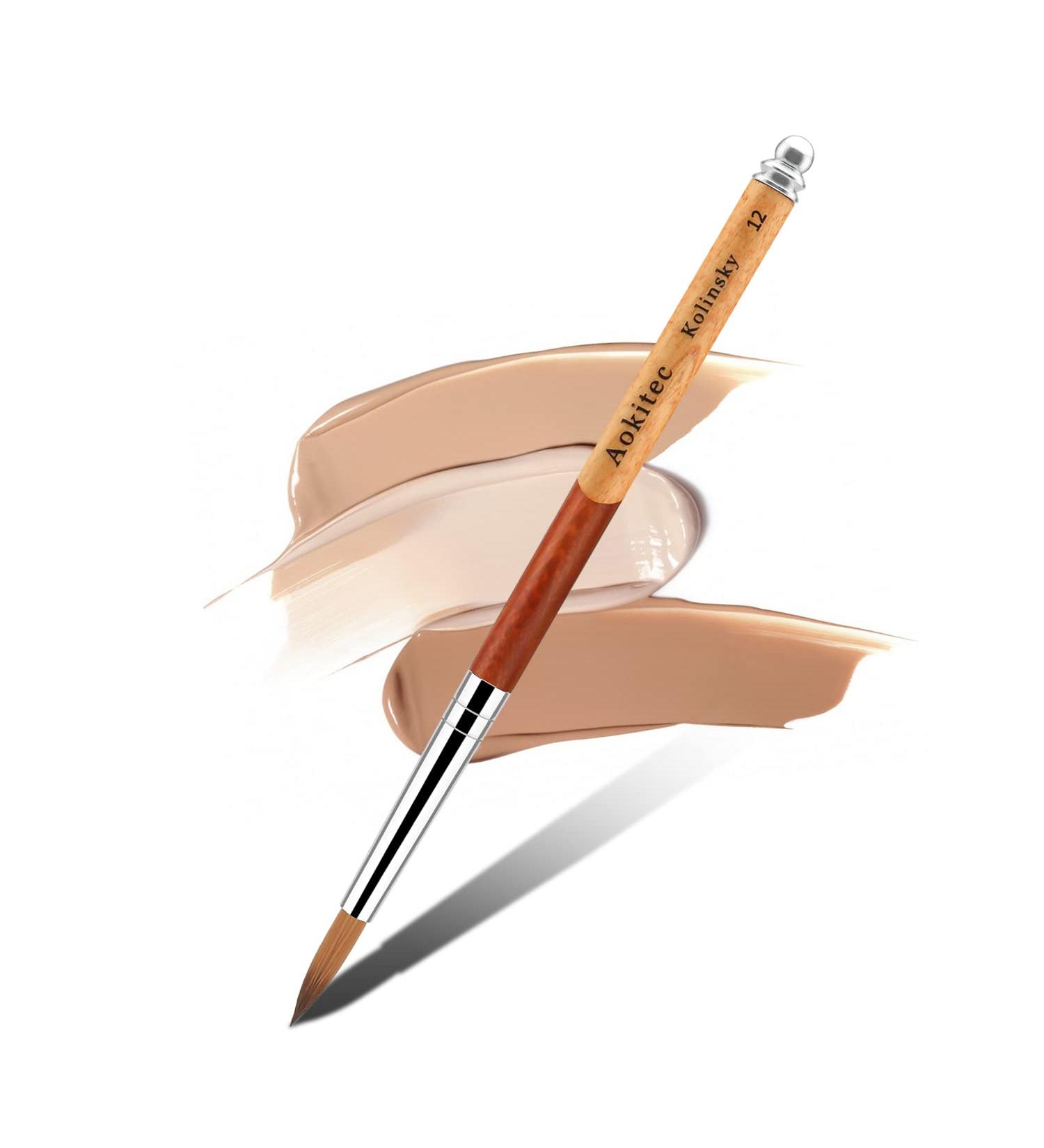 Aokitec #12 Kolinsky Sable Acrylic Nail Brush for Nails - Wood Handle Manicure Tool - Buy Online on SooperMarket.com