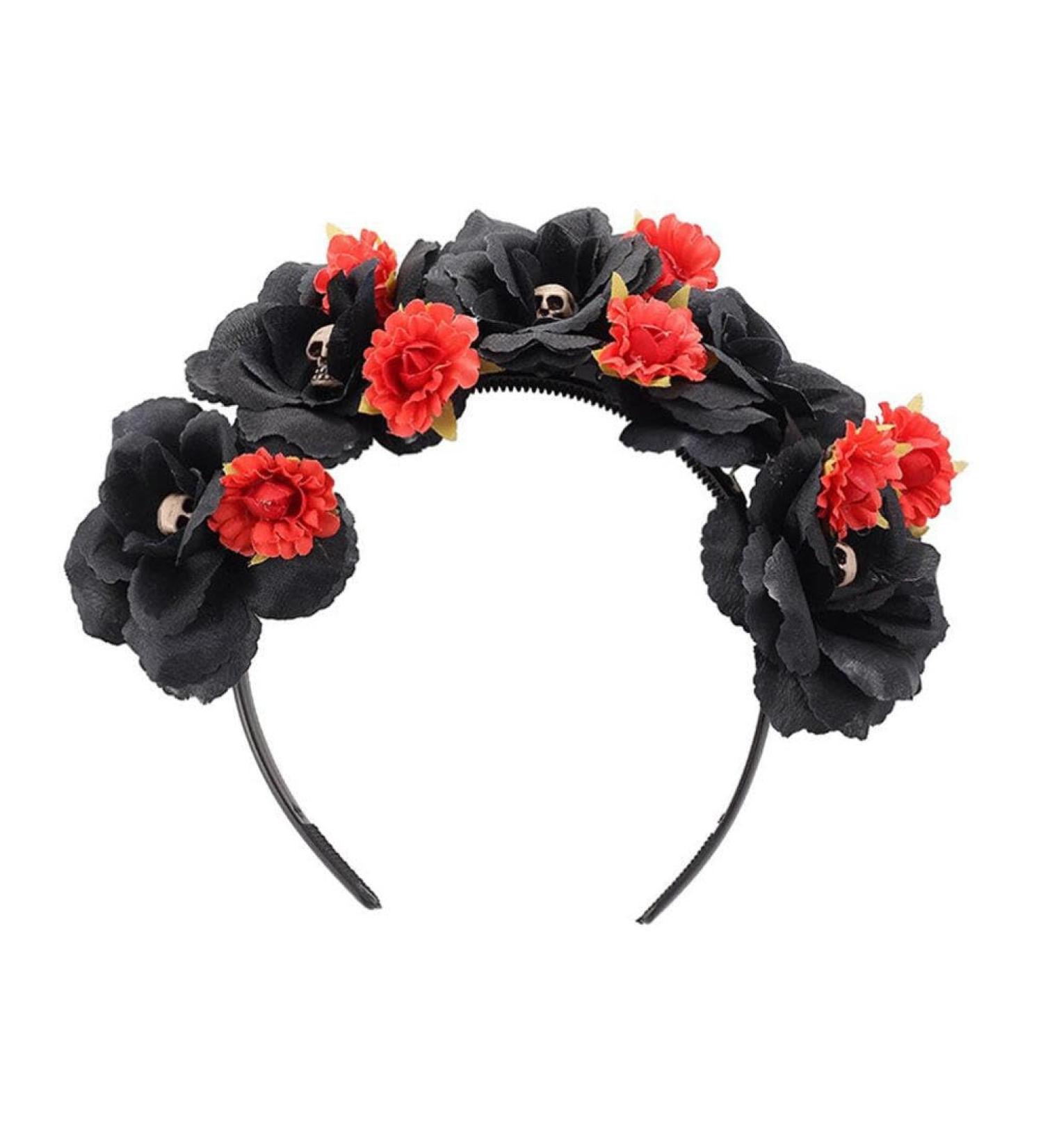 minkissy Day Of The Dead Headband Mexican Flower Skull Crown Hair Hoop Cosplay Party Headwear Halloween Headpiece Costume for Women Girls Ladies - Buy Online on SooperMarket.com