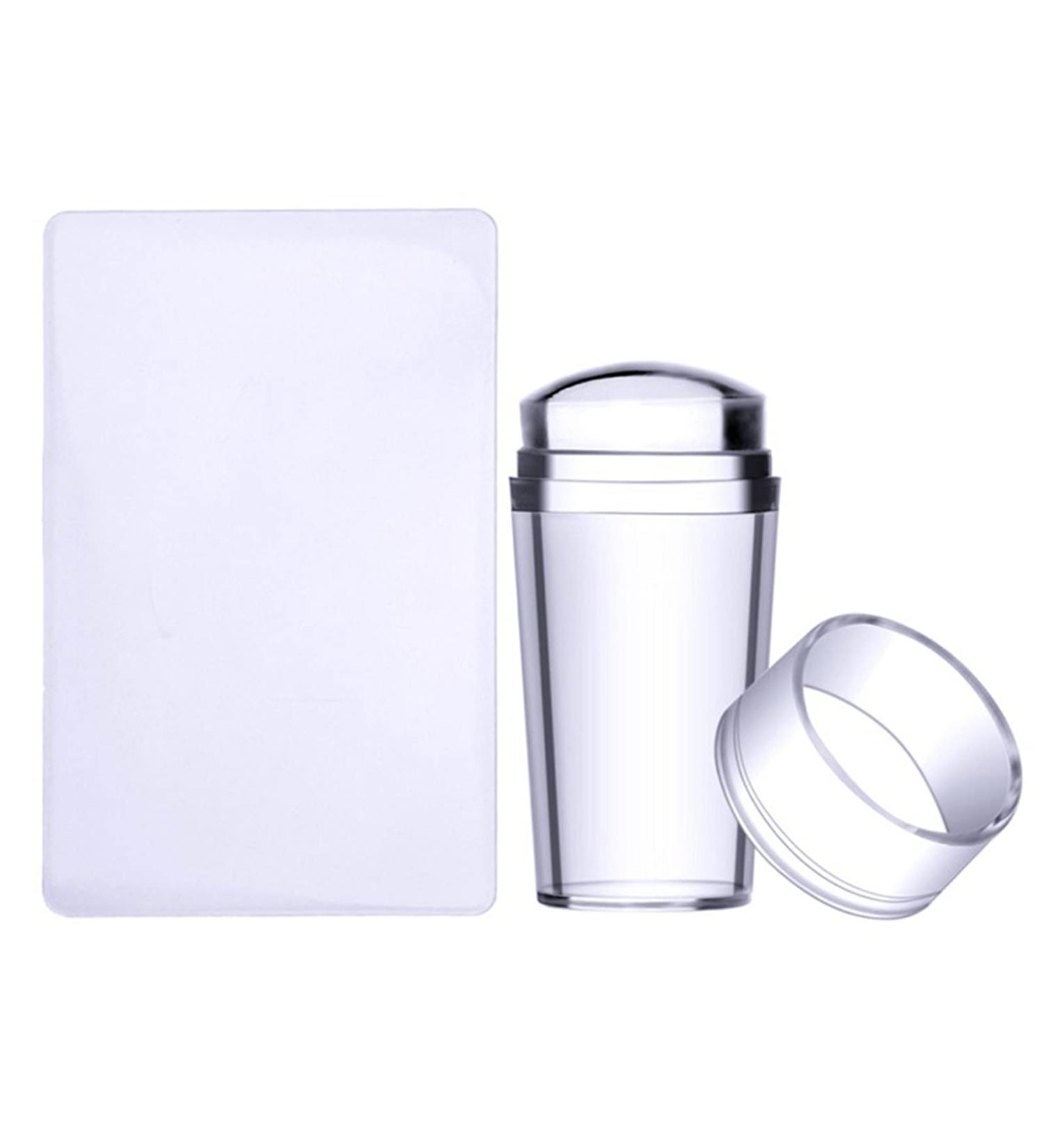 Nail Art Stamping Kit - Transparent Silicone & Scraper | 2 Sets for DIY Nail Decor | HJ-NAT074 - International Shipping Available - Buy Online on SooperMarket.com