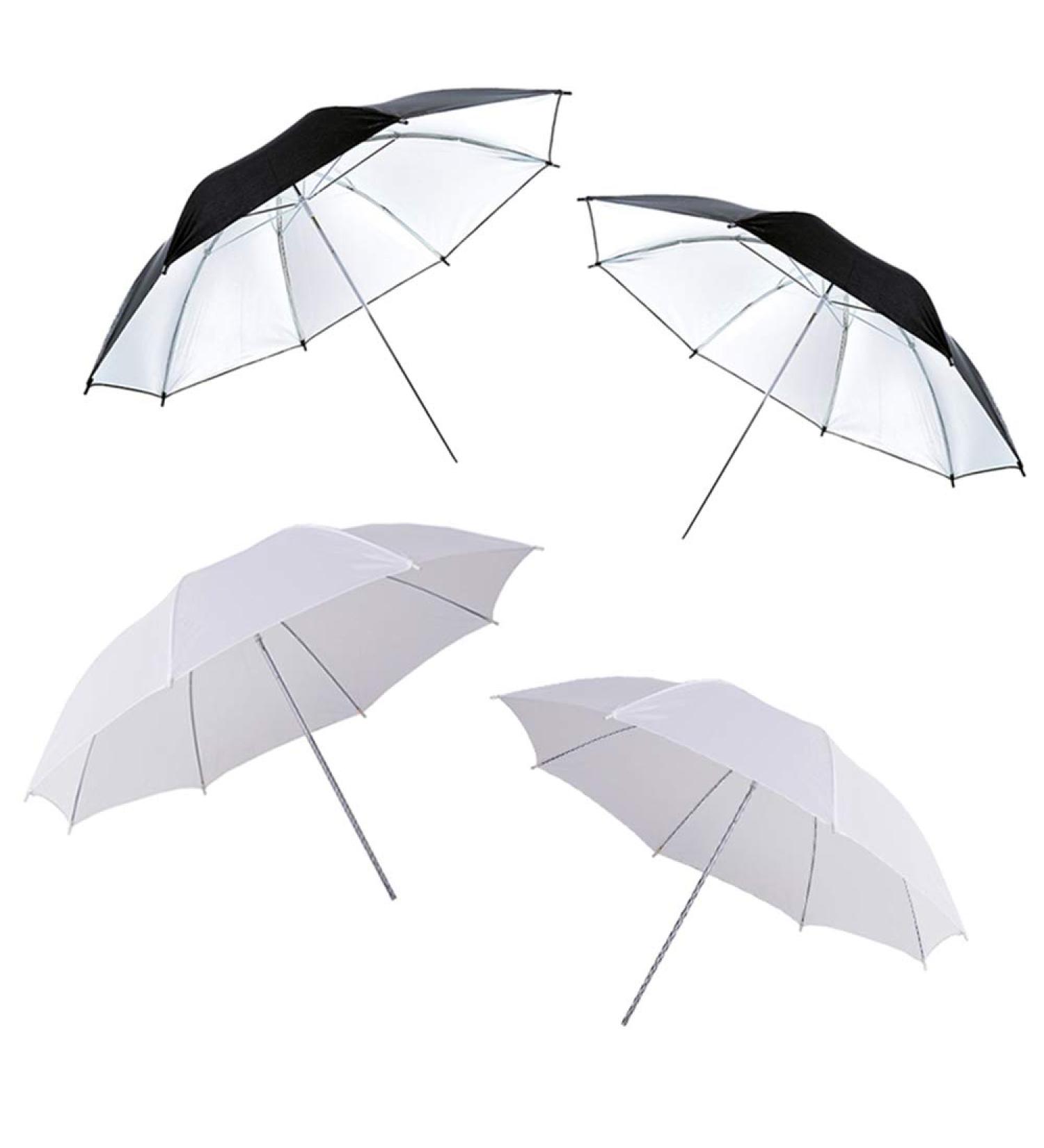 Photography Umbrella Lighting Kit - 4 Pack 33/84cm Soft White Translucent and Reflective Umbrellas for Studio Shooting - Photo and Video Lights - Buy Online on SooperMarket.com