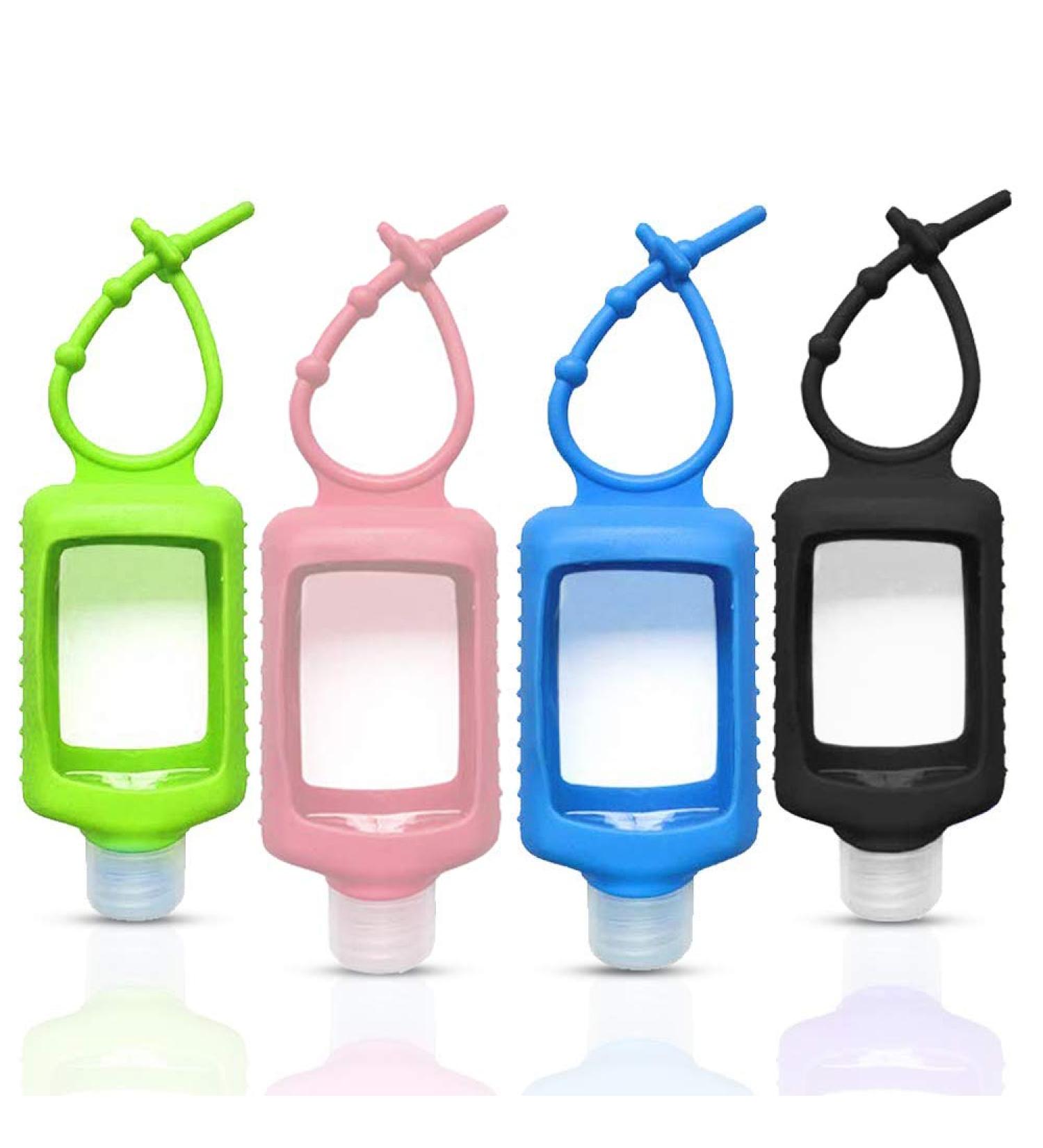 ICHOEEU 4 Pack Travel Size Refillable Squeeze Bottles with Silicone Sleeve - Leakproof Flip Cap Keychain Bottles for Hand Sanitizer - 60ml/2oz - 4 Count - Buy Online on SooperMarket.com