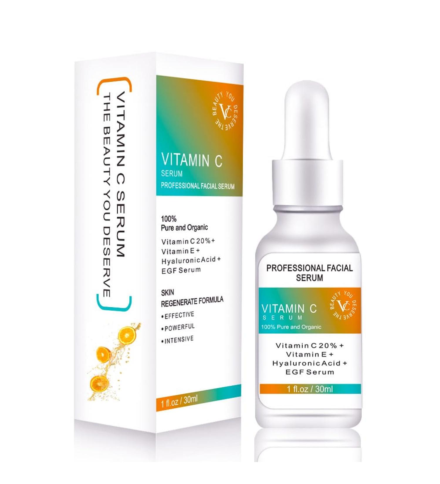 Buy Vitamin C Serum for Face - 20% Vitamin C Vitamin E Hyaluronic Acid - Hydrating for Sensitive Skin Anti-Aging Dark Spots Fine Lines - 1 fl oz - International Shipping Available - Buy Online on SooperMarket.com