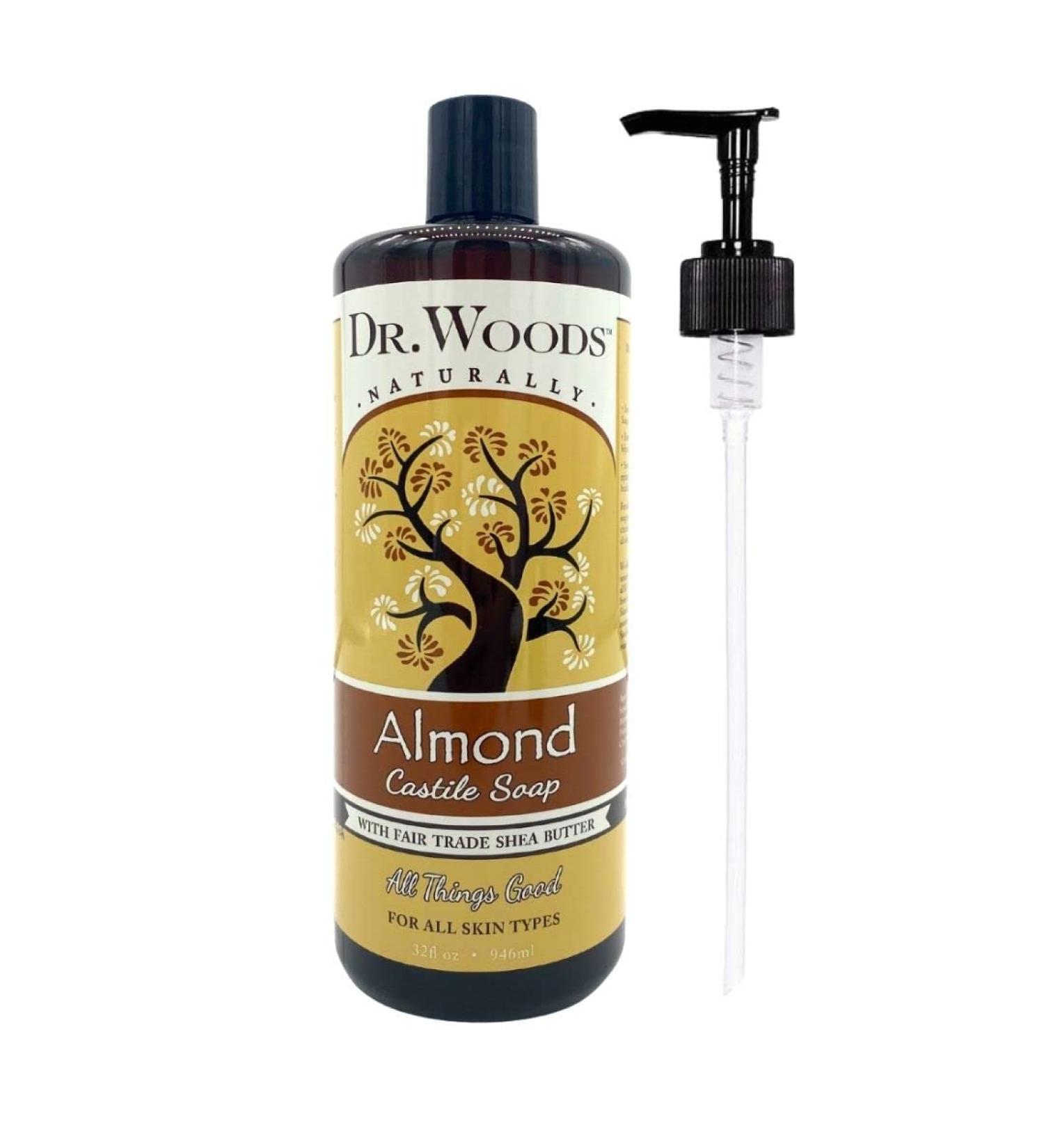 Dr. Woods Almond Castile Soap with Organic Shea Butter - 32 oz Pump Bottle - Buy Online on SooperMarket.com