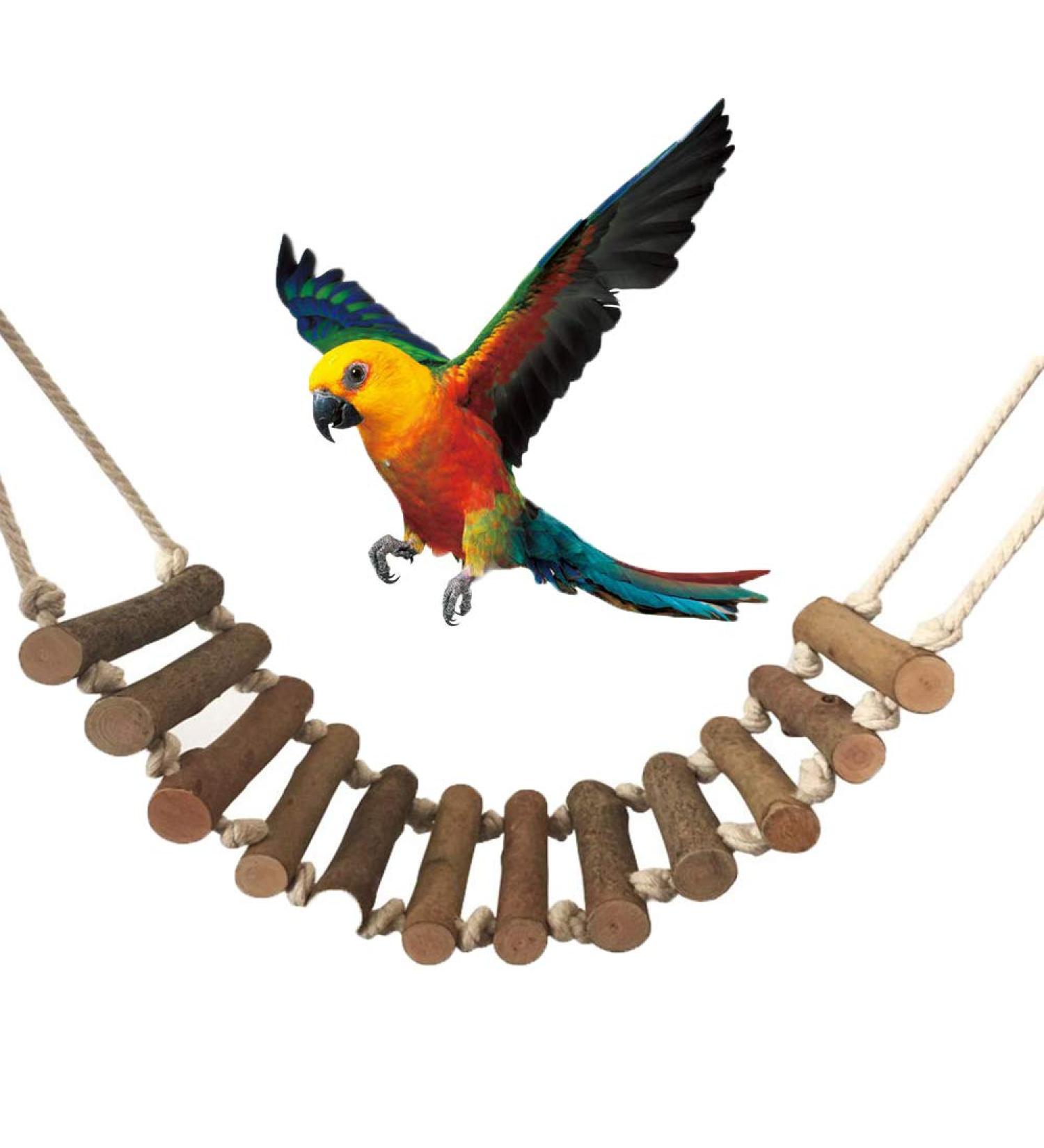 inherited Wood Climbing Ladder Toy Naturals Rope Ladder Bird Toy Wooden Hamster Ladder Flexible Bridge Swing Ladder for Parrots Pet Training for Bird Parrot Budgie Parakeet Cockatiel Macaw - Buy Online on SooperMarket.com