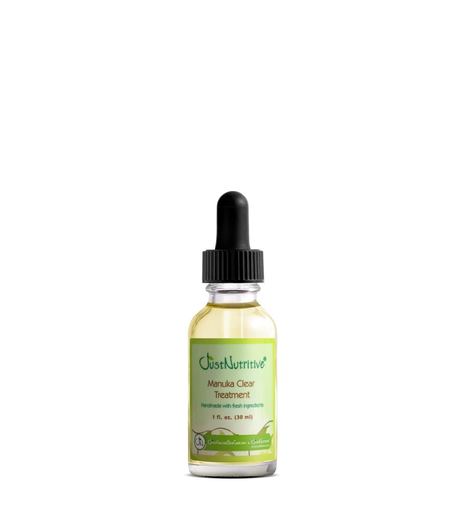 Just Nutritive Manuka Acne Clear Treatment | Natural Acne Treatment For Men and Women | No Salicylic Acid | For Sensitive to All Skin Types | Gluten Free Face Treatment 1 Fl Oz