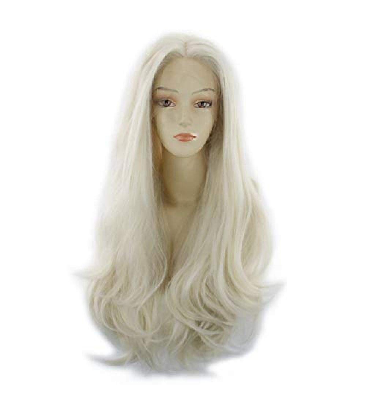 BGHJUE Blonde Lace Front Wig - 26-Inch Silk Straight Heat Resistant Synthetic Wig for Women - Glueless & Stylish - Buy Online on SooperMarket.com