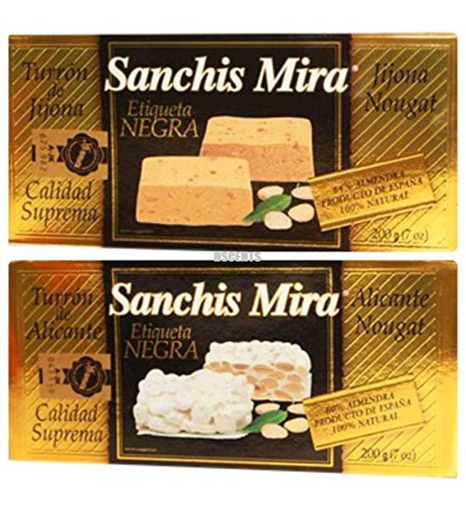 Sanchis Mira Turron Combo Pack 1 Jijona & 1 Alicante. Pack of 2