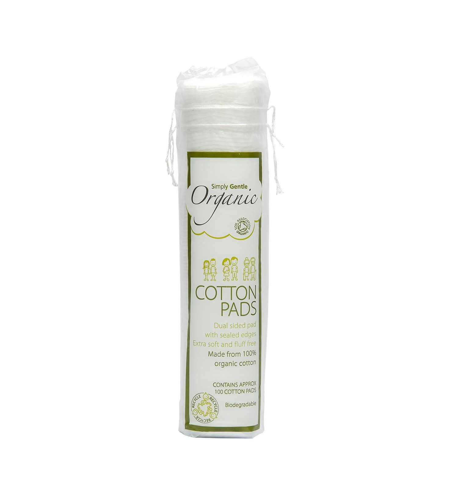 Simply Gentle Organic Cotton Pads Dual sided - Sealed Edges - Low Lint - 100% Organic Cotton Wool 100 Count (Pack of 6) - Buy Online on SooperMarket.com