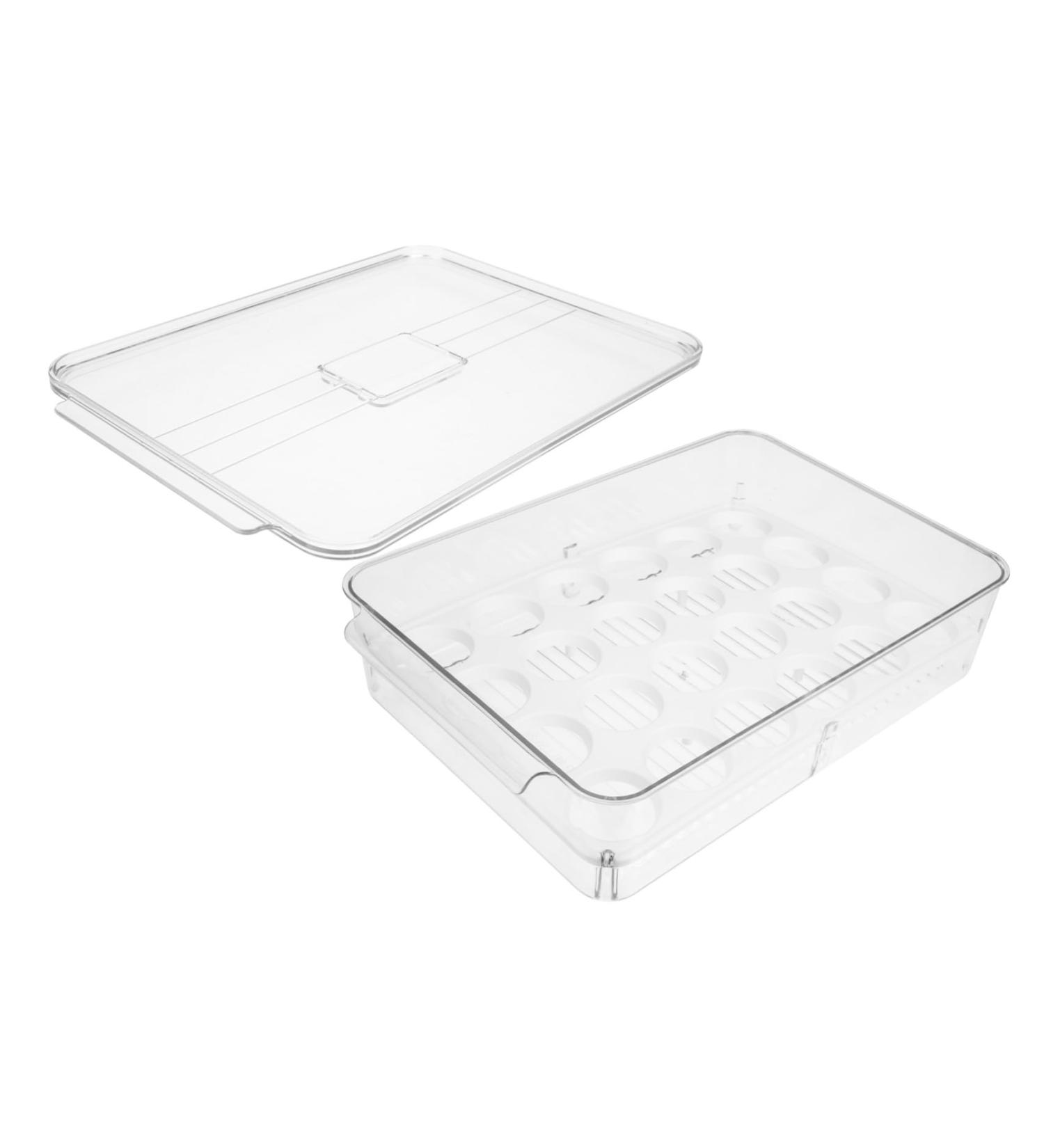 OSALADI Box Plastic Serving Tray Plastic Eggs Egg Tray Refrigerator Vegetables Holder Drawer Egg re-usable Transparent 32.5x22.5cm - Buy Online on SooperMarket.com