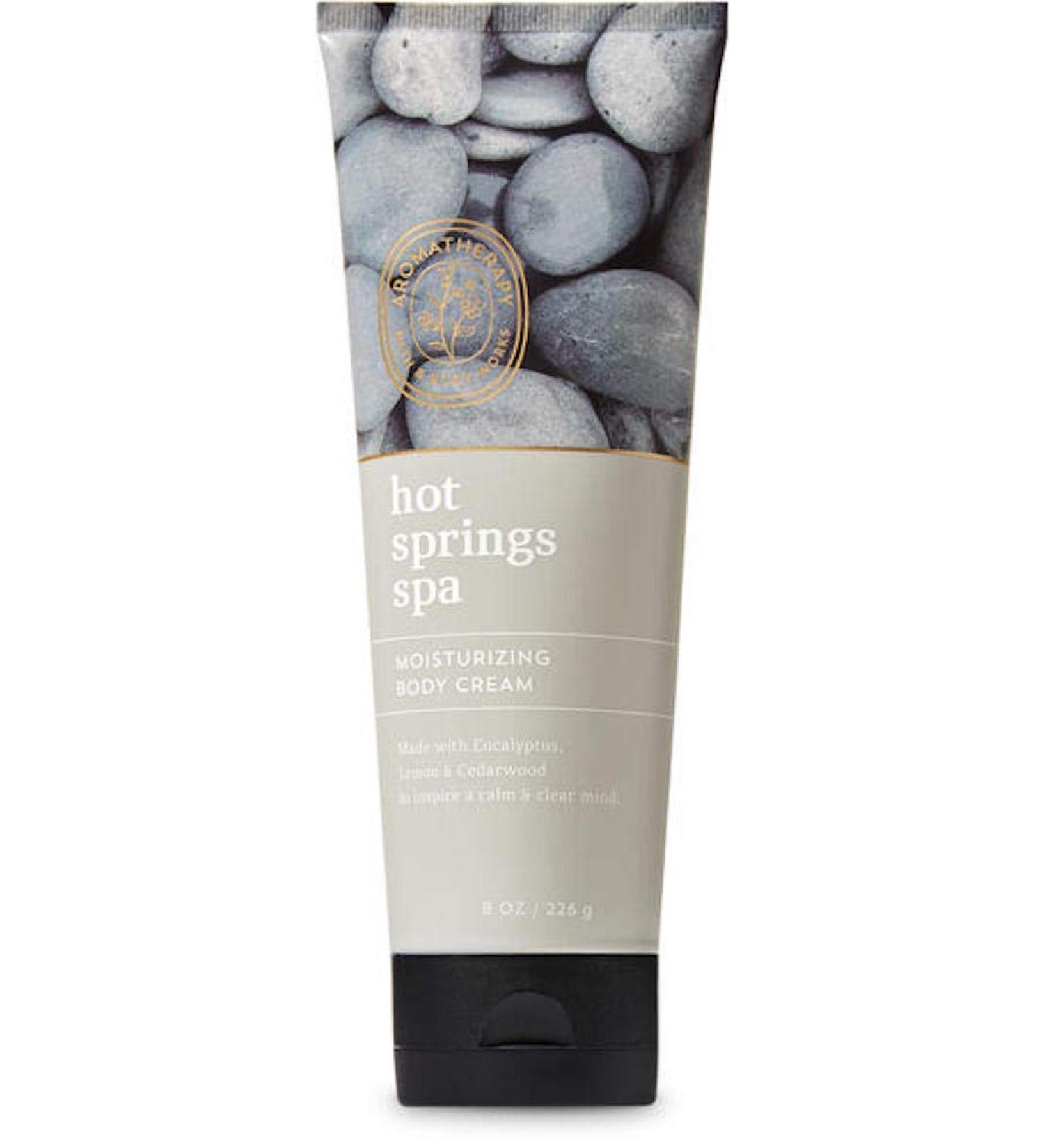 Bath and Body Works Aromatherapy Calm Hot Spring Spa Body Cream 8 Ounce Full Size Moisturizer Eucalyptus Lemon Cedarwood