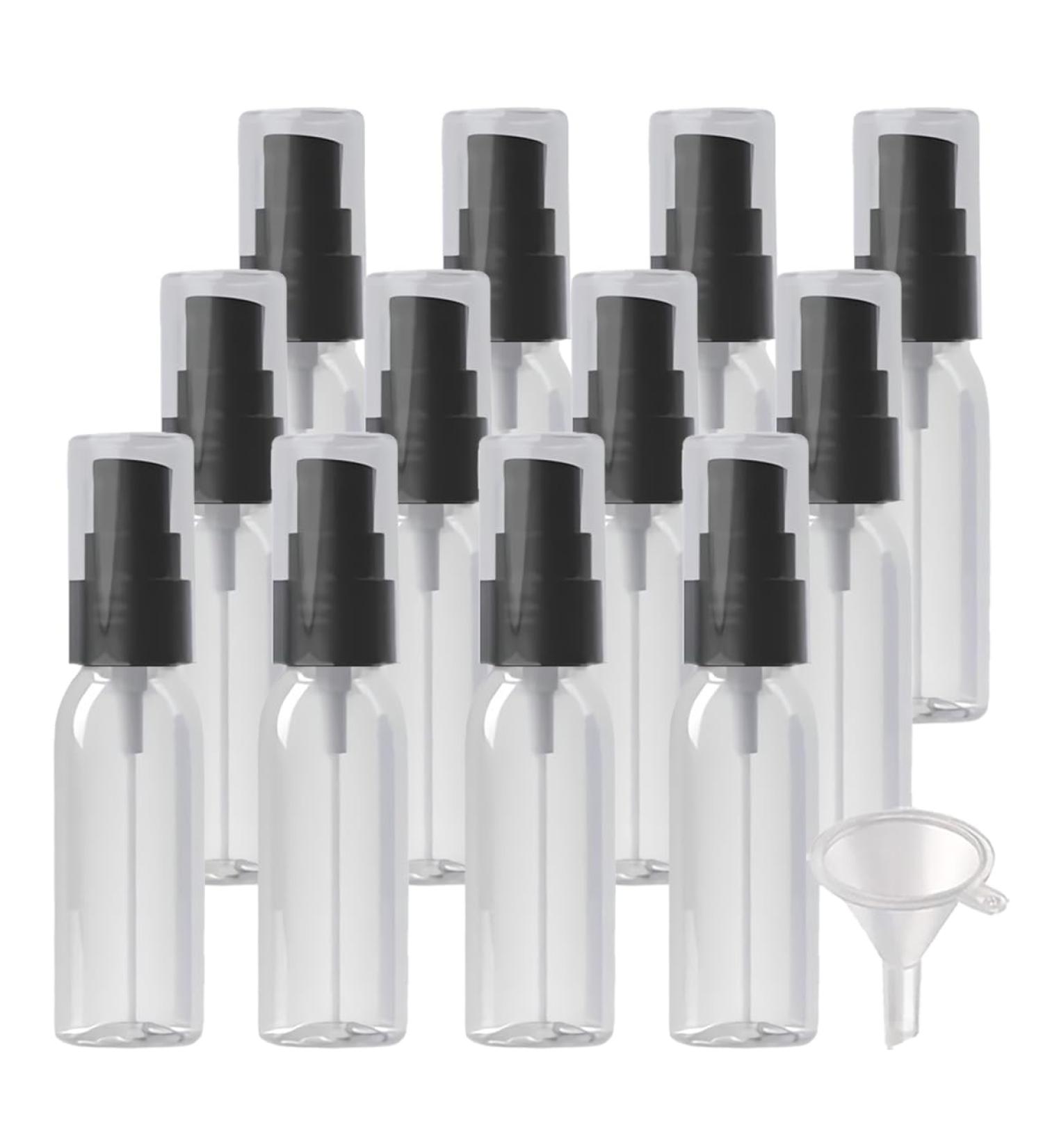 ZEOABSY 12 Pieces 30 ml Transparent Lotion Bottles with Black Pump 30ml Empty PET Plastic Lotion Pump Bottle Cosmetic Gel Travel Container for Cosmetic Make up Cleaning + 2 x Funnel Transparent 30ml - Buy Online on SooperMarket.com