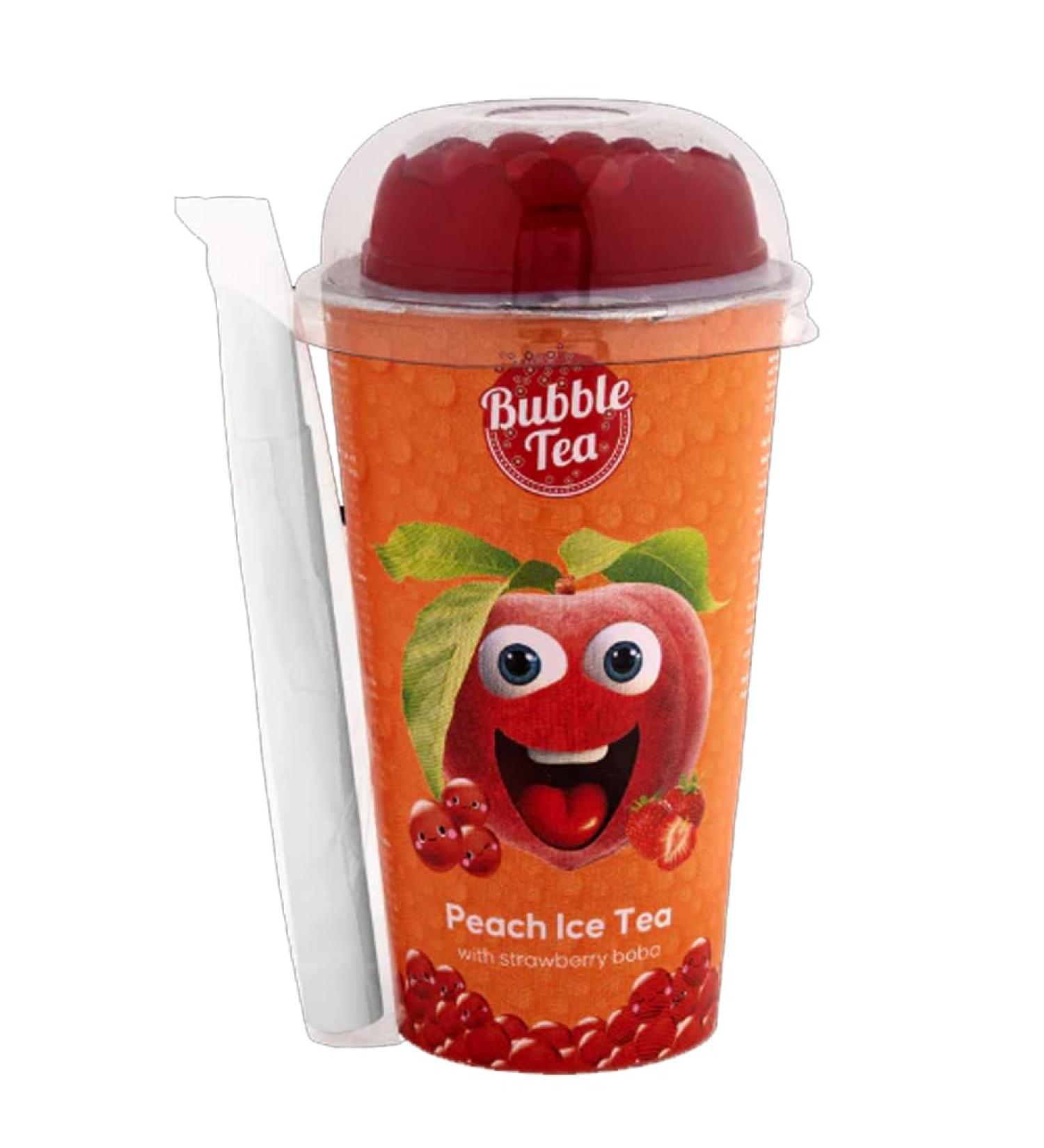 VSTAR Bubble Tea (12 Peach Bubble Tea with Strawberry Boba Refreshing Drink 350ml - Enjoy a Burst of Summer) Peach Bubble Tea with Strawberry Boba Refreshing Drink 350ml - Enjoy a Burst of Summer 12