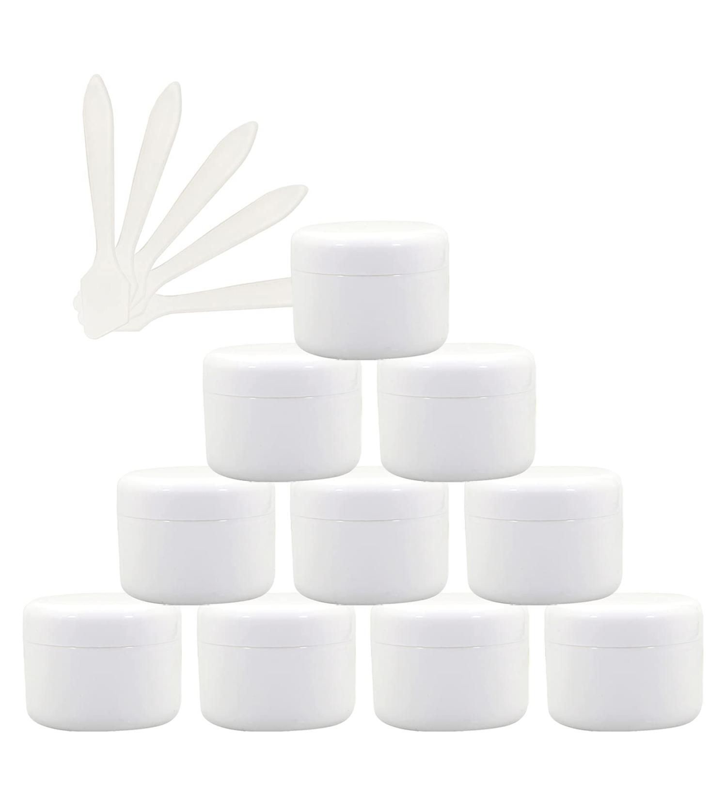 Tianzd 24-Piece 20ml White Plastic Empty Cream Can Set with Lids & Spatulas - Ideal Cosmetic Containers for International Shipping - Buy Online on SooperMarket.com