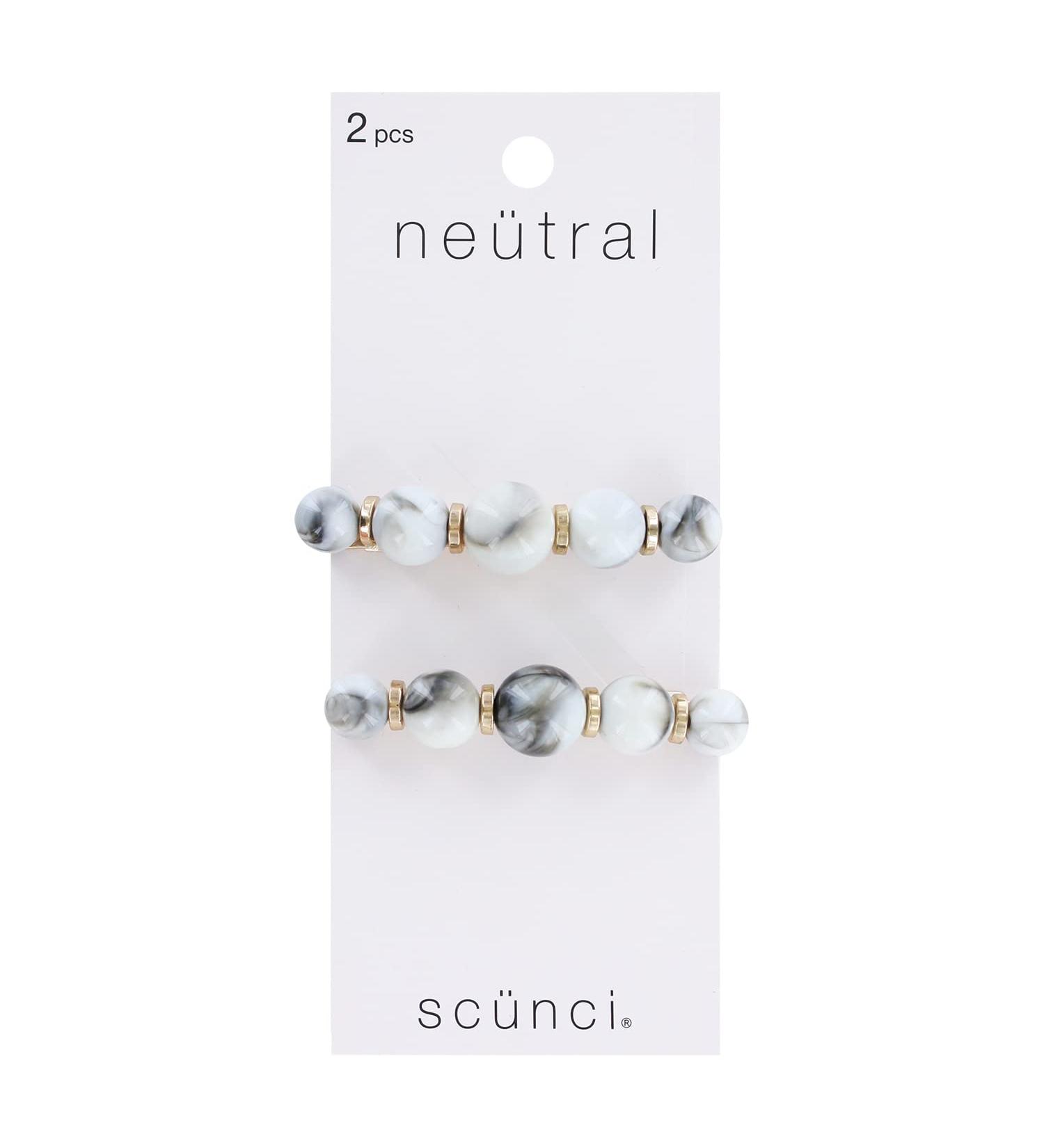 Scunci Neutral Pearl Marble Hair Barrettes  2-Piece