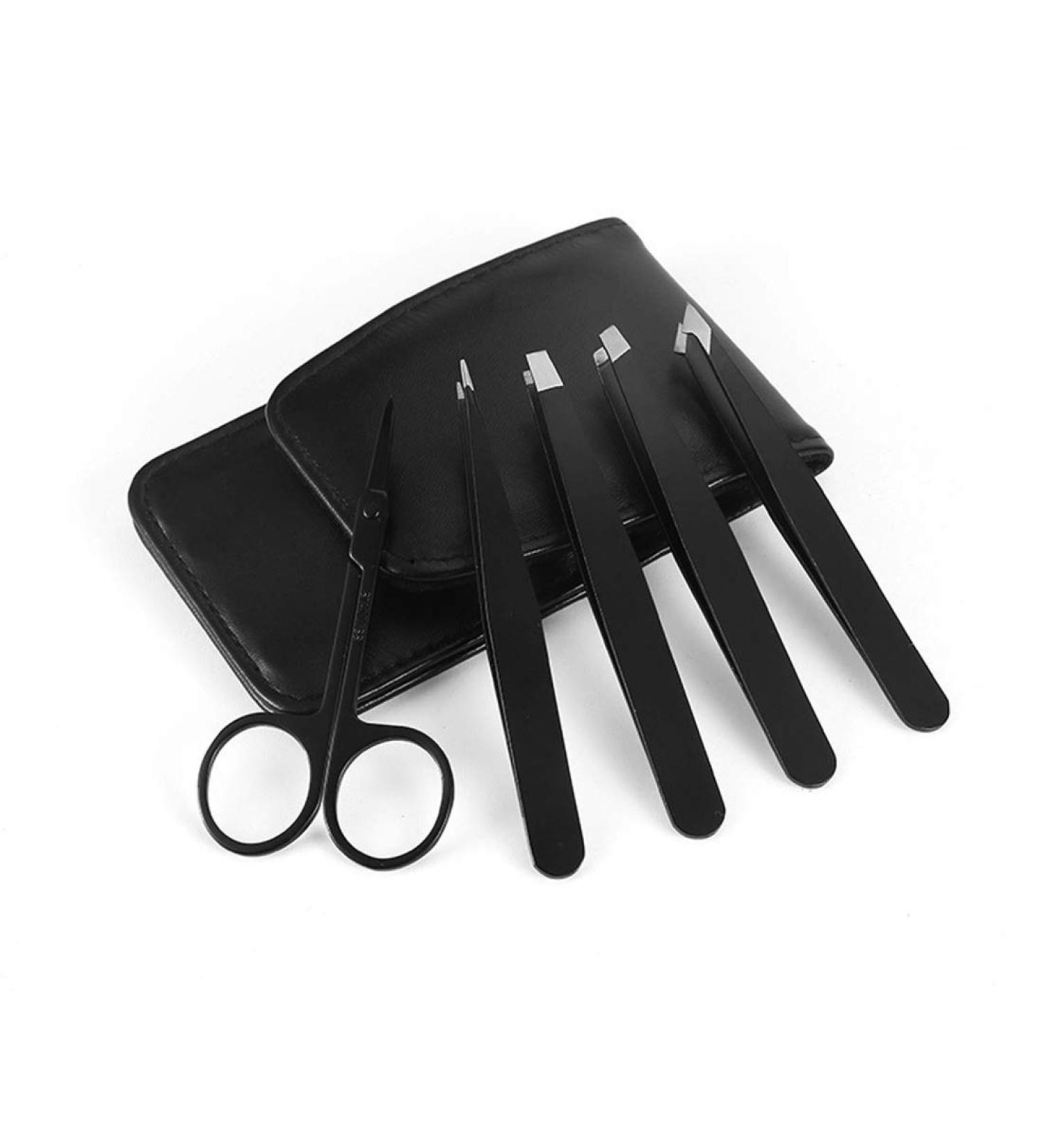 Buy Yolistar 5-Piece Stainless Steel Eyebrow Grooming Kit | Precision Tweezers Scissors & Leather Bag | Perfect for Hair Removal for Men & Women - Buy Online on SooperMarket.com