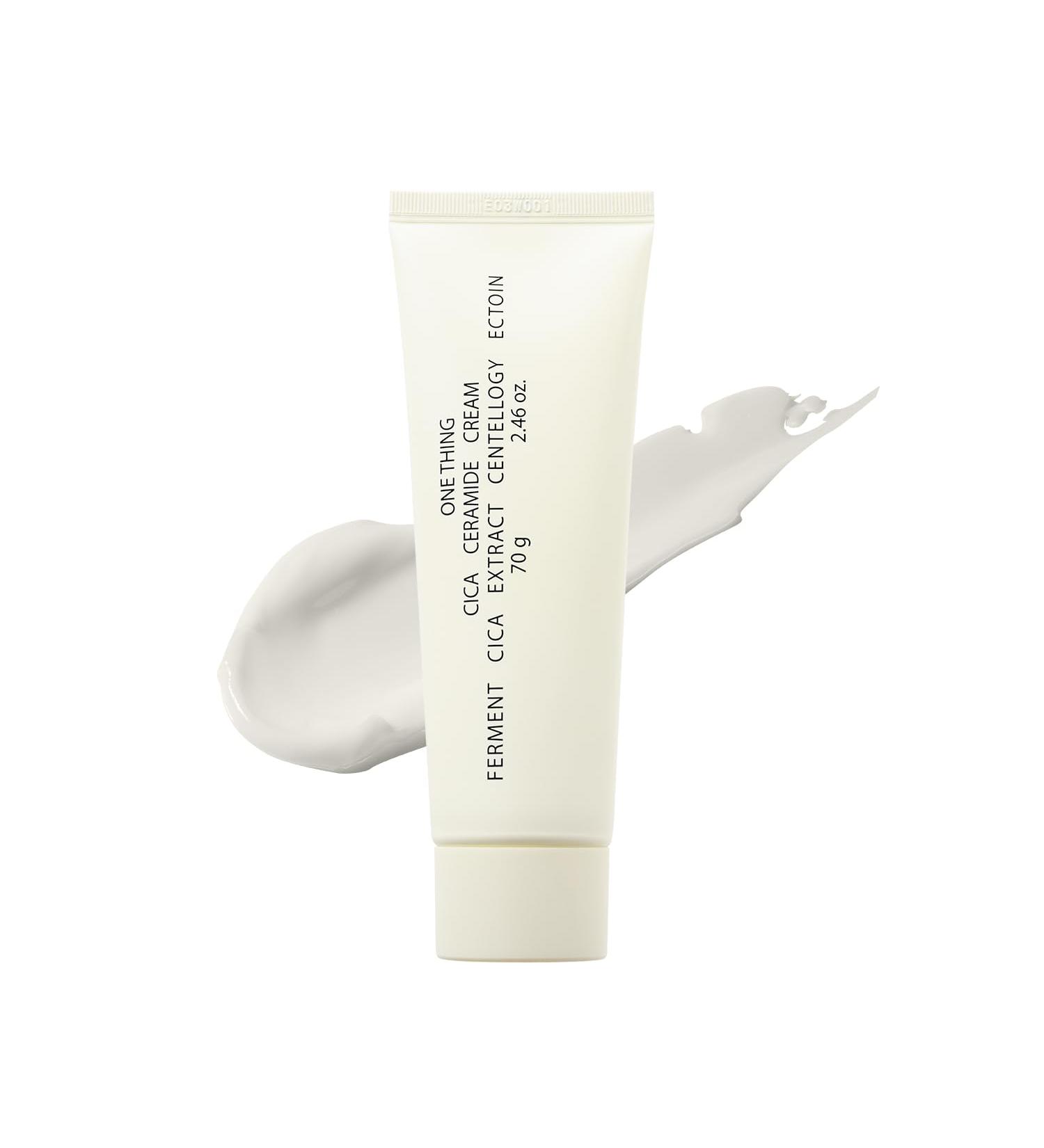 ONE THING Cica Ceramide Cream 2.47 Oz - Soothing Hydrating Moisturizer for All Skin Types | Vegan Korean Skincare with Centella Asiatica | Barrier Repair & Calming Formula - Buy Online on SooperMarket.com