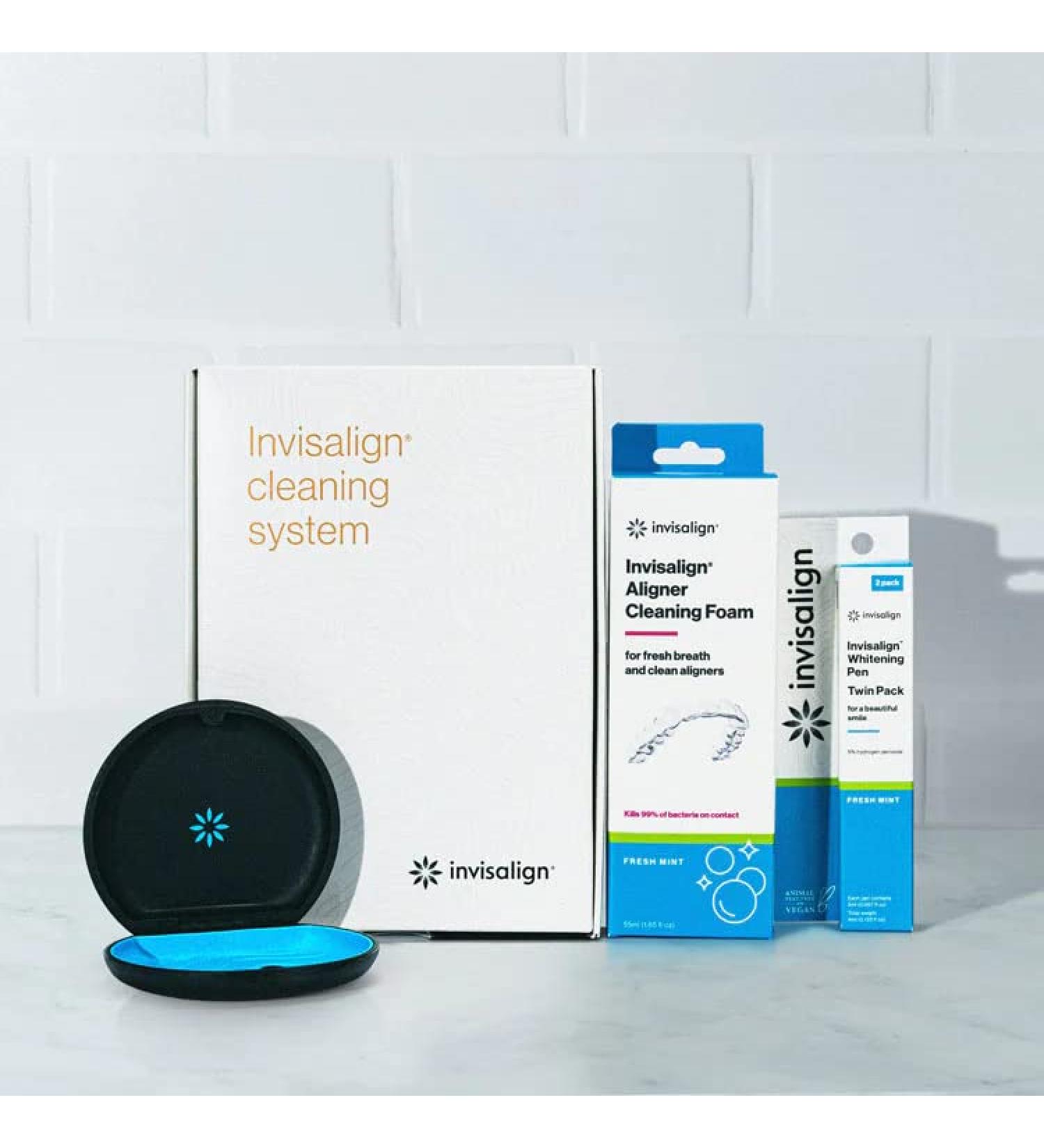 Invisalign Foundation Pack: Cleaning System with Aligner Cleaning Foam, Whitening Pen Twin Pack, and Aligner Case - Buy Online on SooperMarket.com