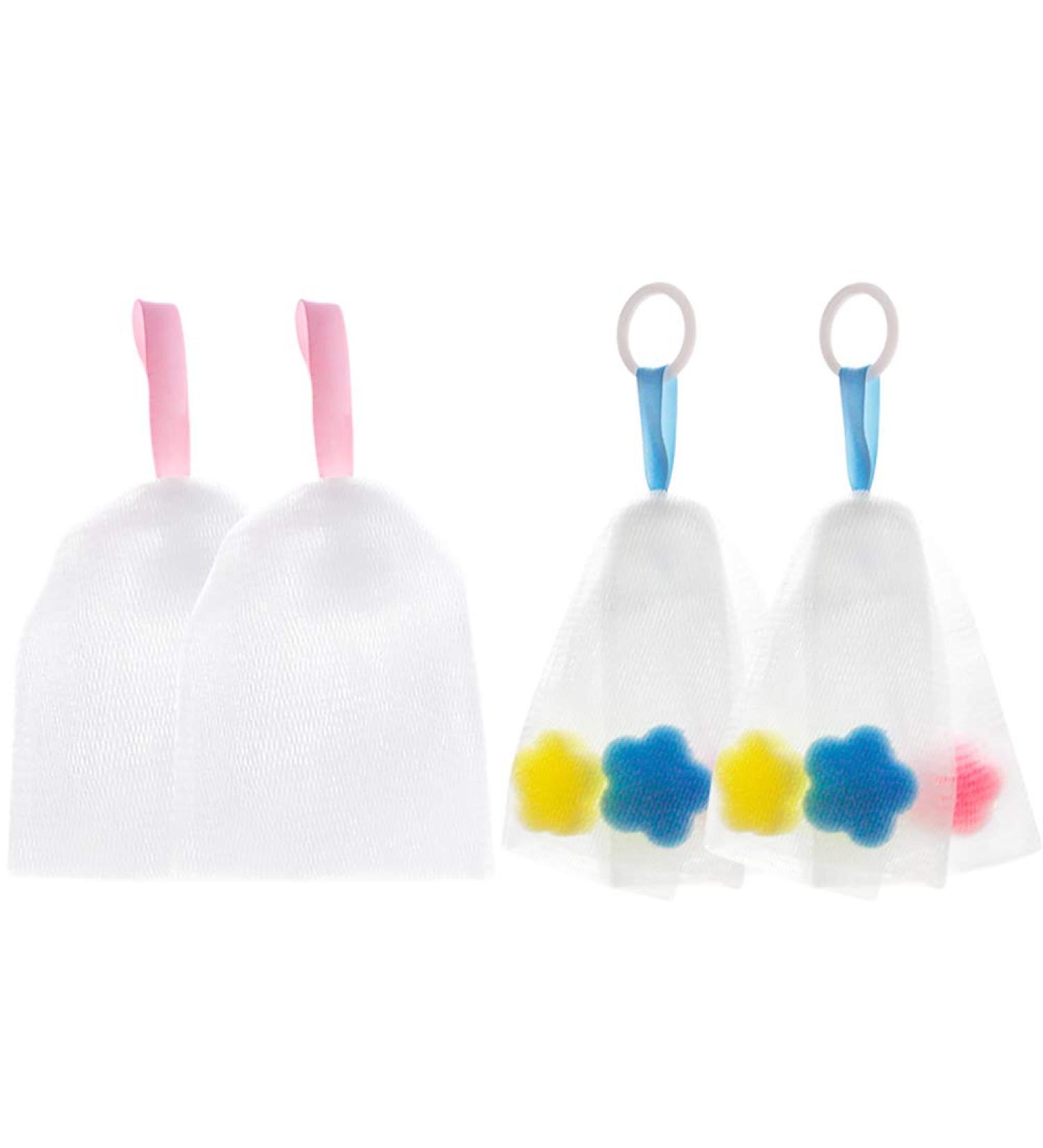 4 Piece Foam Net - Facial Cleansing & Shower Bubble Net for Easy Bubbles | International Shipping - Buy Online on SooperMarket.com