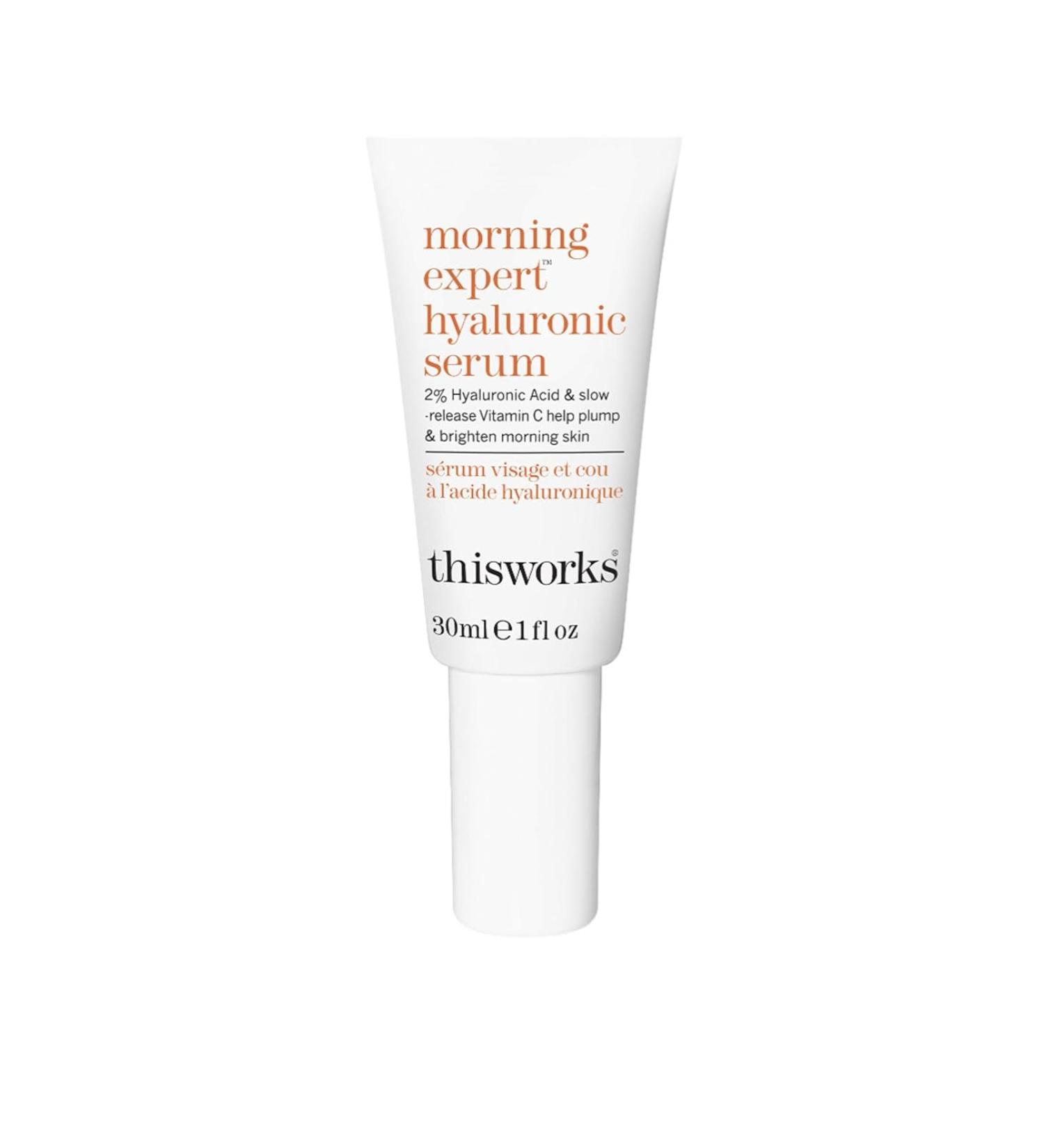 This Works Morning Expert Hyaluronic Serum 30 ml - Youth-Boosting Hyaluronic Acid Serum with Vitamin C and Persian Silk Tree Extract - Hydrating Serum with 2 Percent Hyaluronic Acid to Brighten Skin - Buy Online on SooperMarket.com